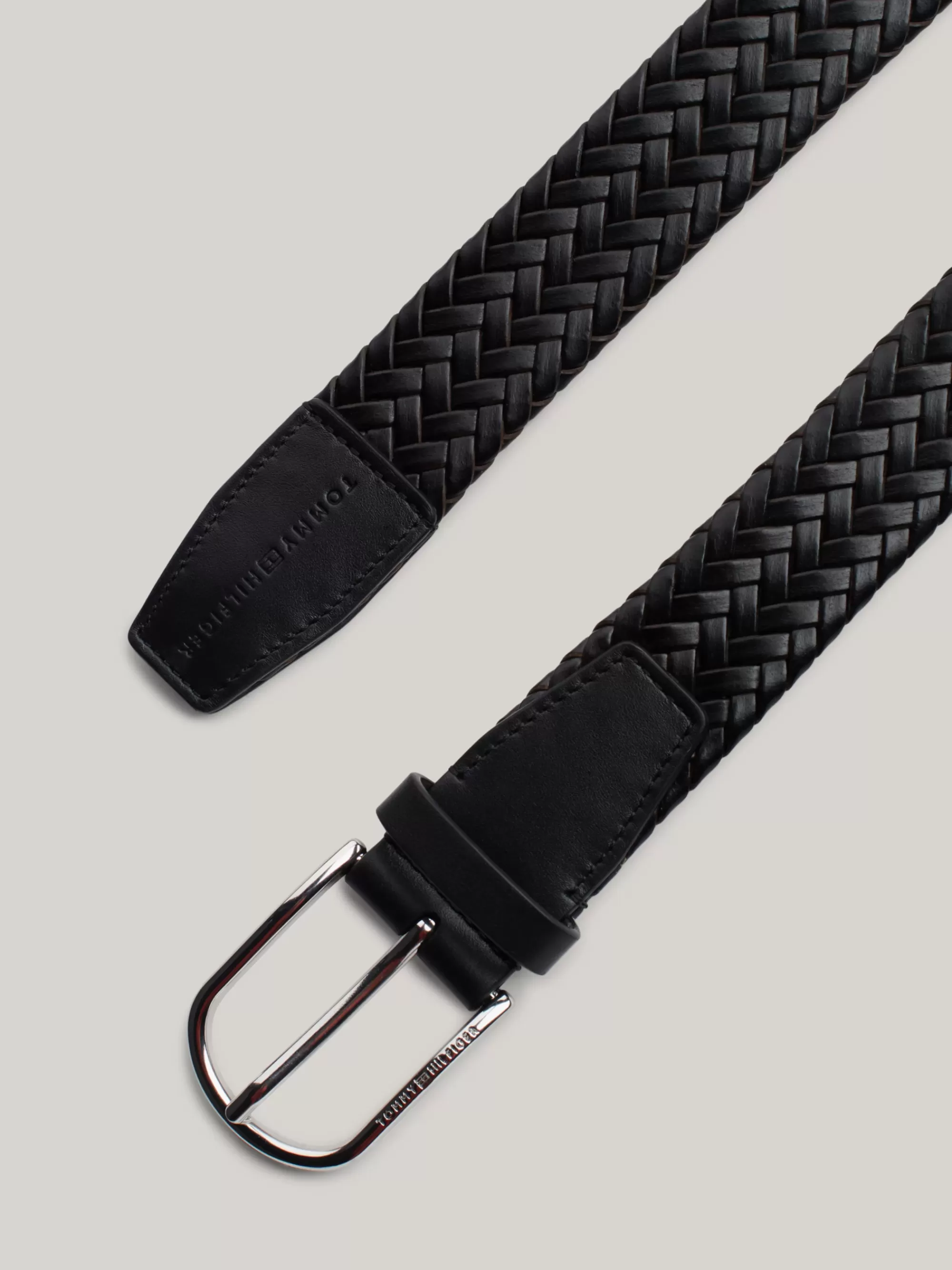 Riemen*Tommy Hilfiger TH Business Gevlochten Leren Riem BLACK
