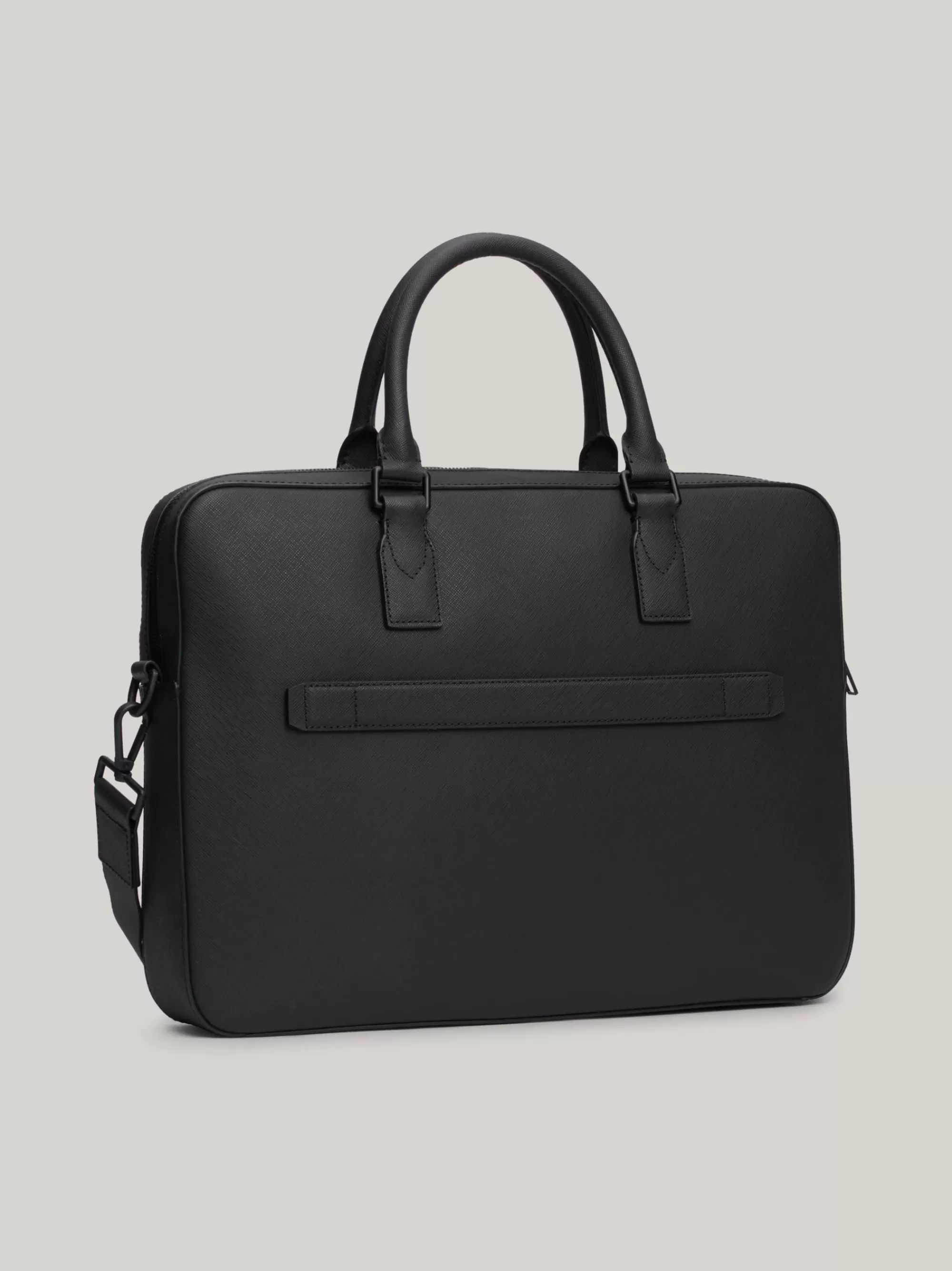 Aktetassen*Tommy Hilfiger TH Business Laptoptas Van Getextureerd Leer BLACK