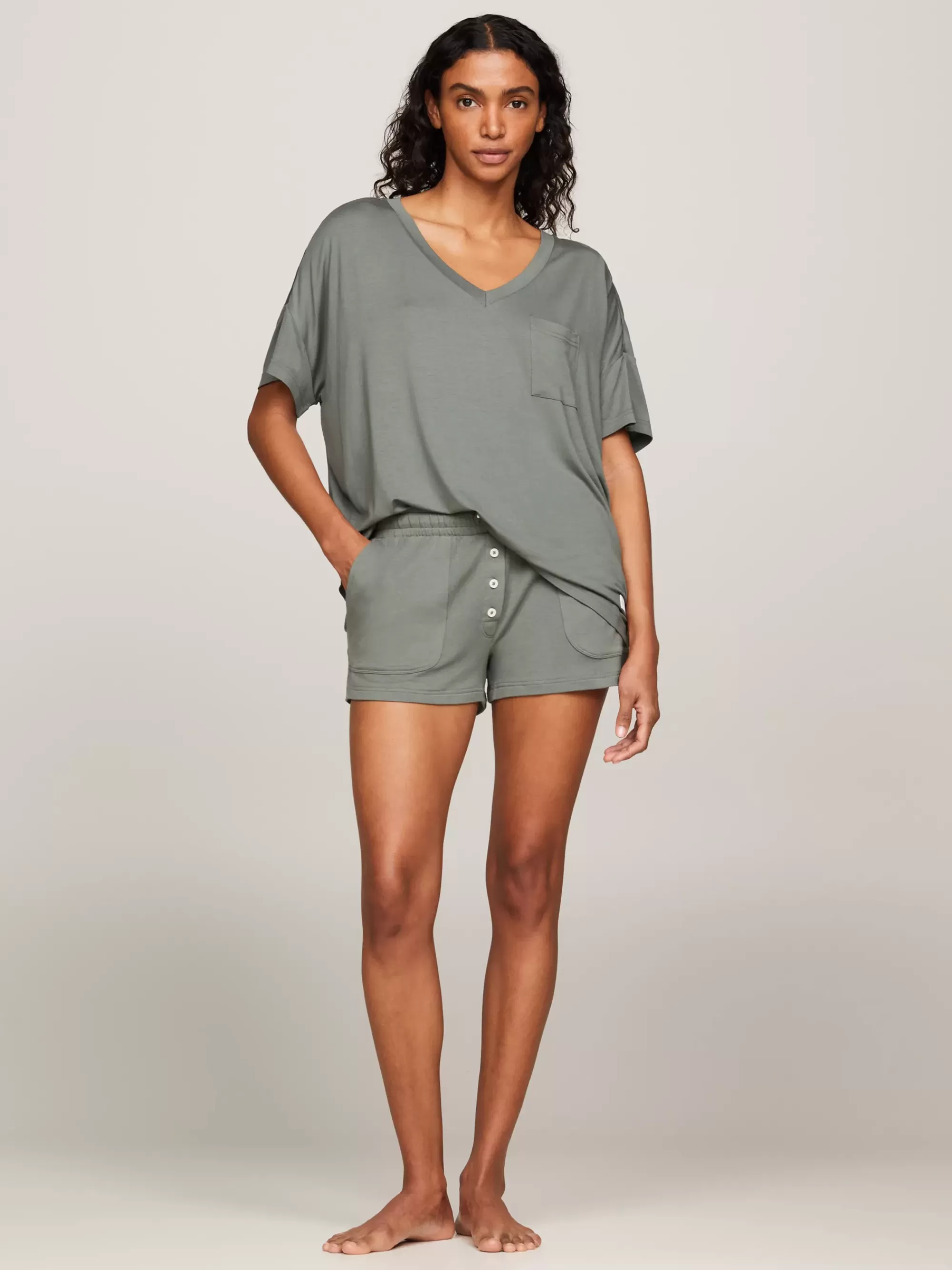 Loungewear*Tommy Hilfiger TH Established Loungeshort Met Logotaille STONEWASH GREEN