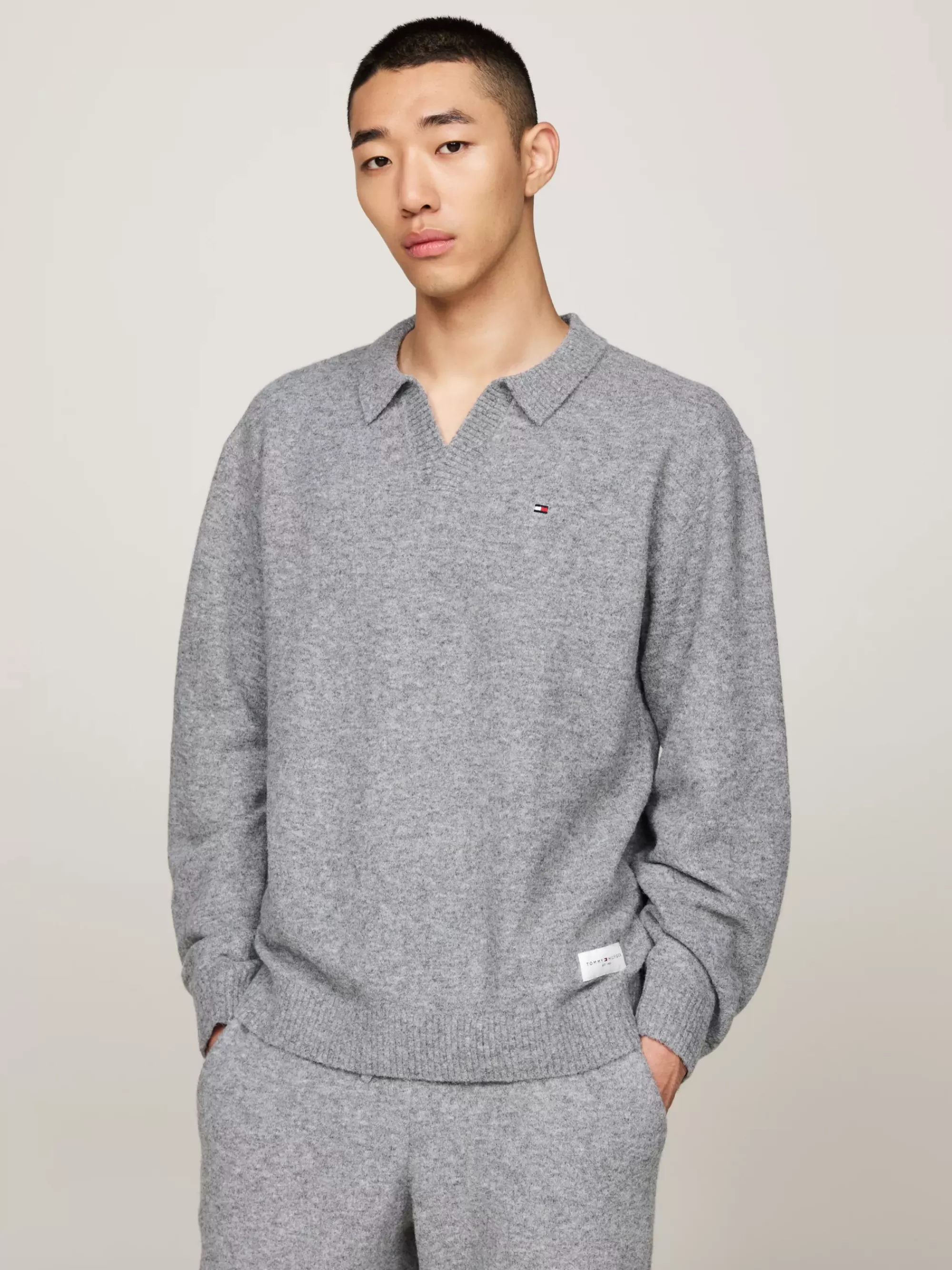 Loungewear*Tommy Hilfiger TH Established Loungetrui Met Wol MID GREY HT