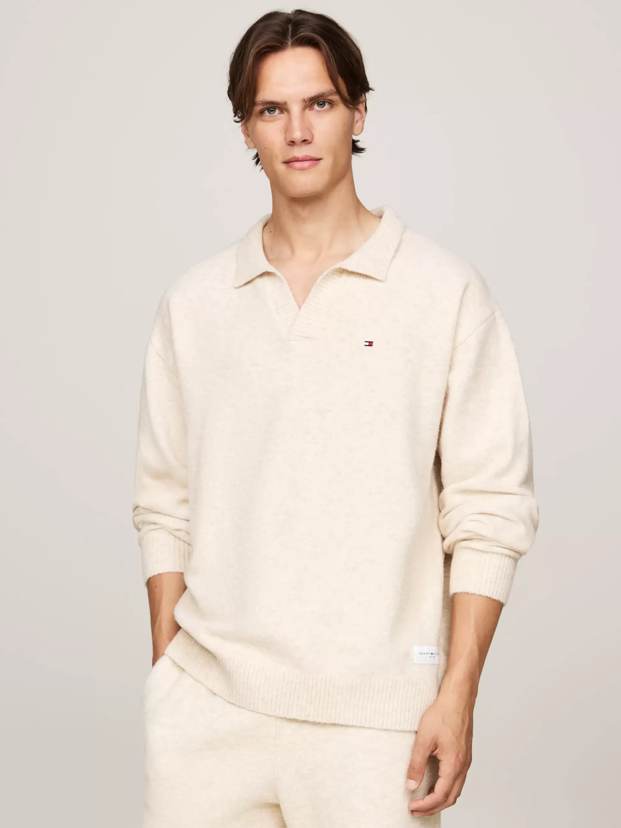 Loungewear*Tommy Hilfiger TH Established Loungetrui Met Wol HEATHERED OAT
