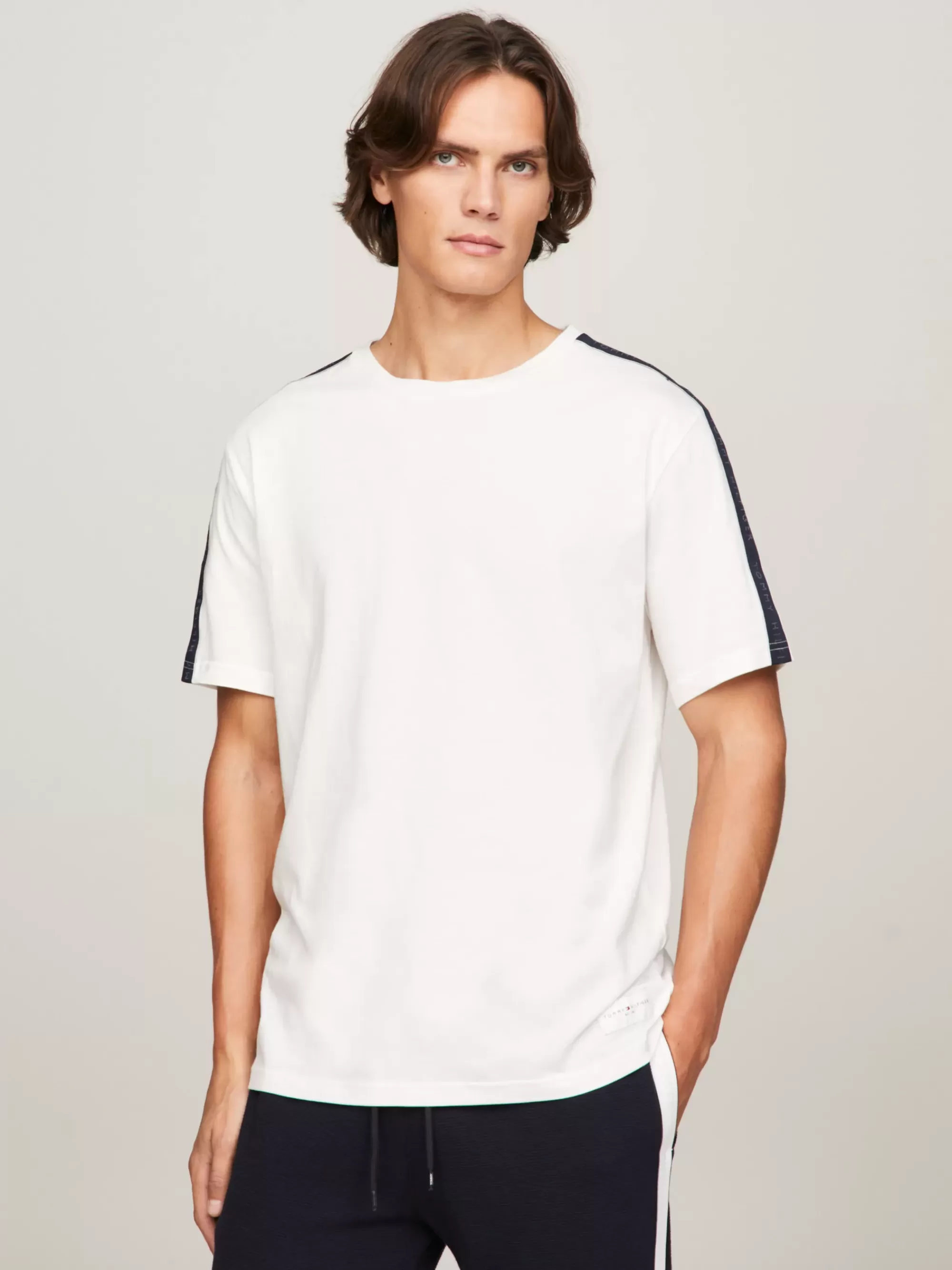 Loungewear*Tommy Hilfiger TH Established Lounge-T-shirt Met Streepmouw ECRU