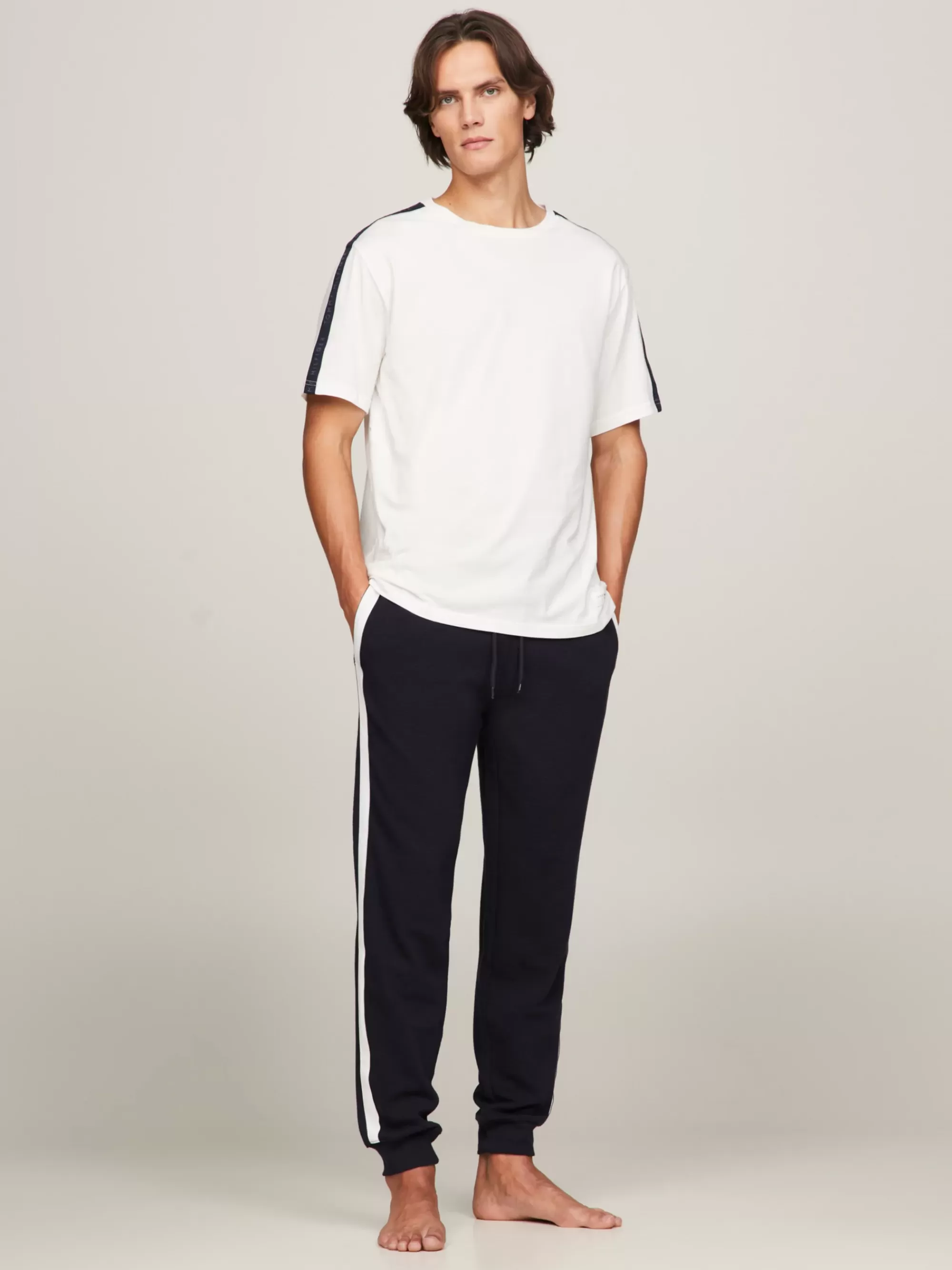 Loungewear*Tommy Hilfiger TH Established Lounge-T-shirt Met Streepmouw ECRU