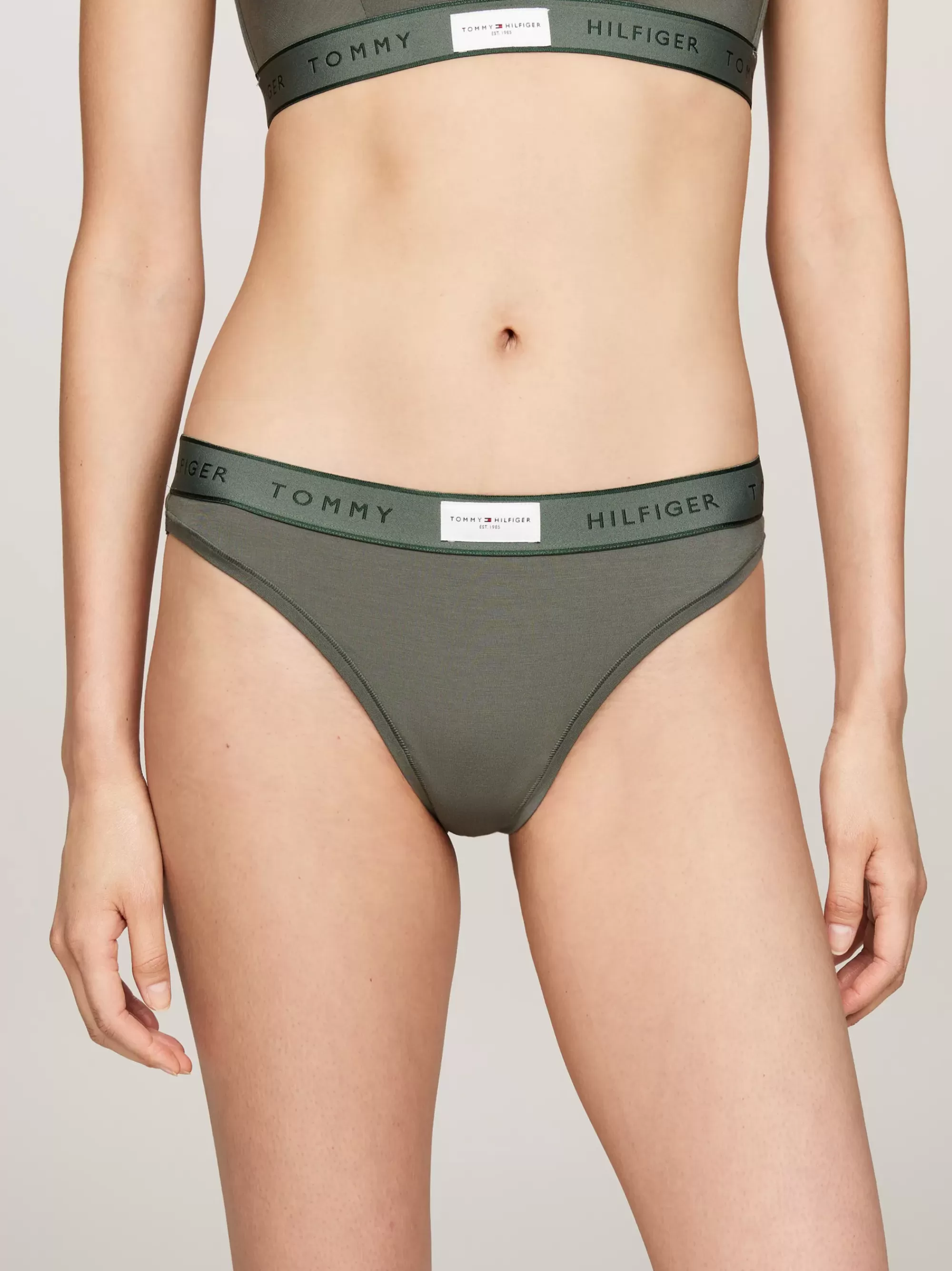 Slips | Lingerie*Tommy Hilfiger TH Established String Met Logotaille STONEWASH GREEN