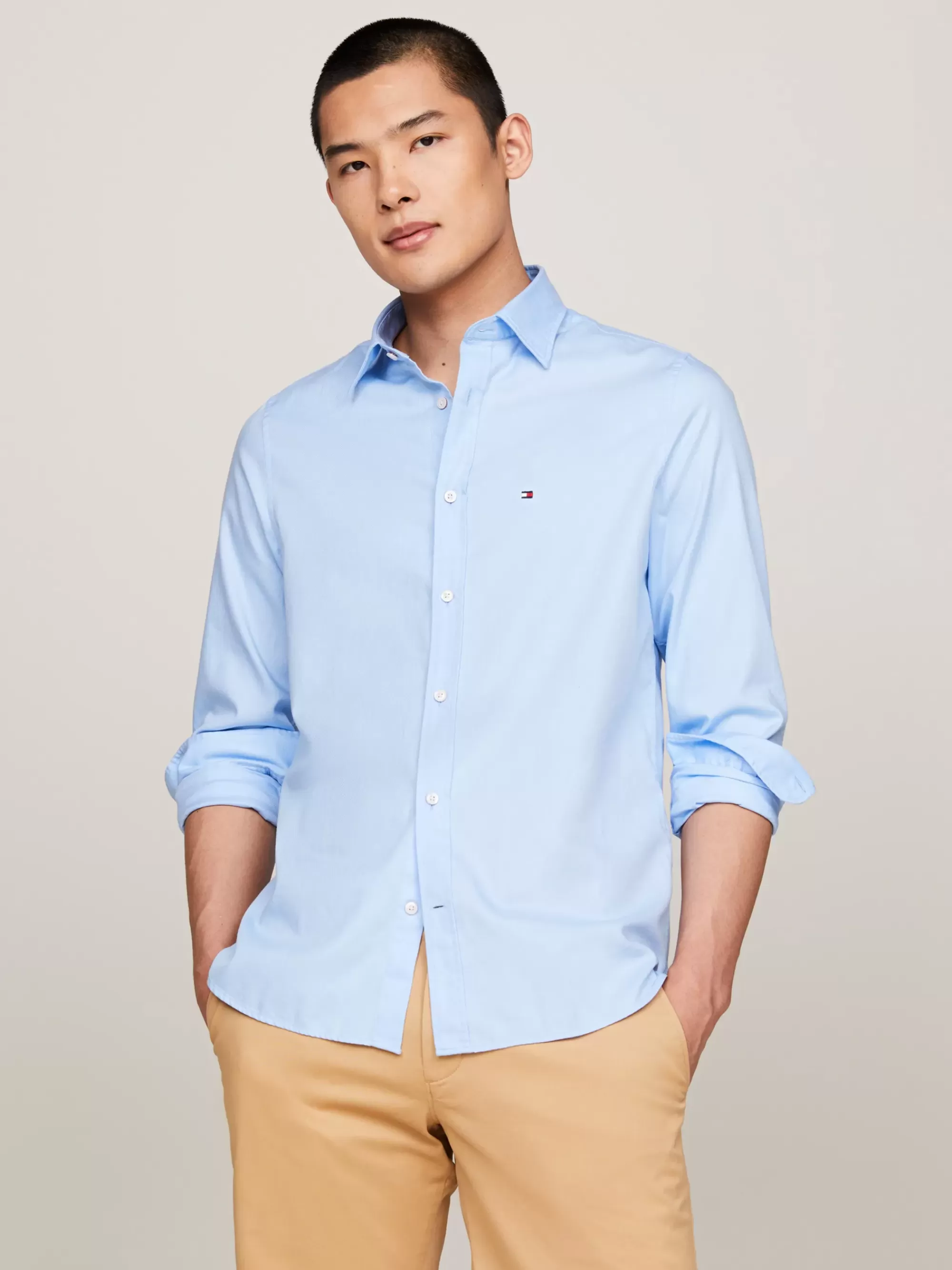 Overhemden*Tommy Hilfiger TH Flex Dobby Slim Fit Overhemd VESSEL BLUE