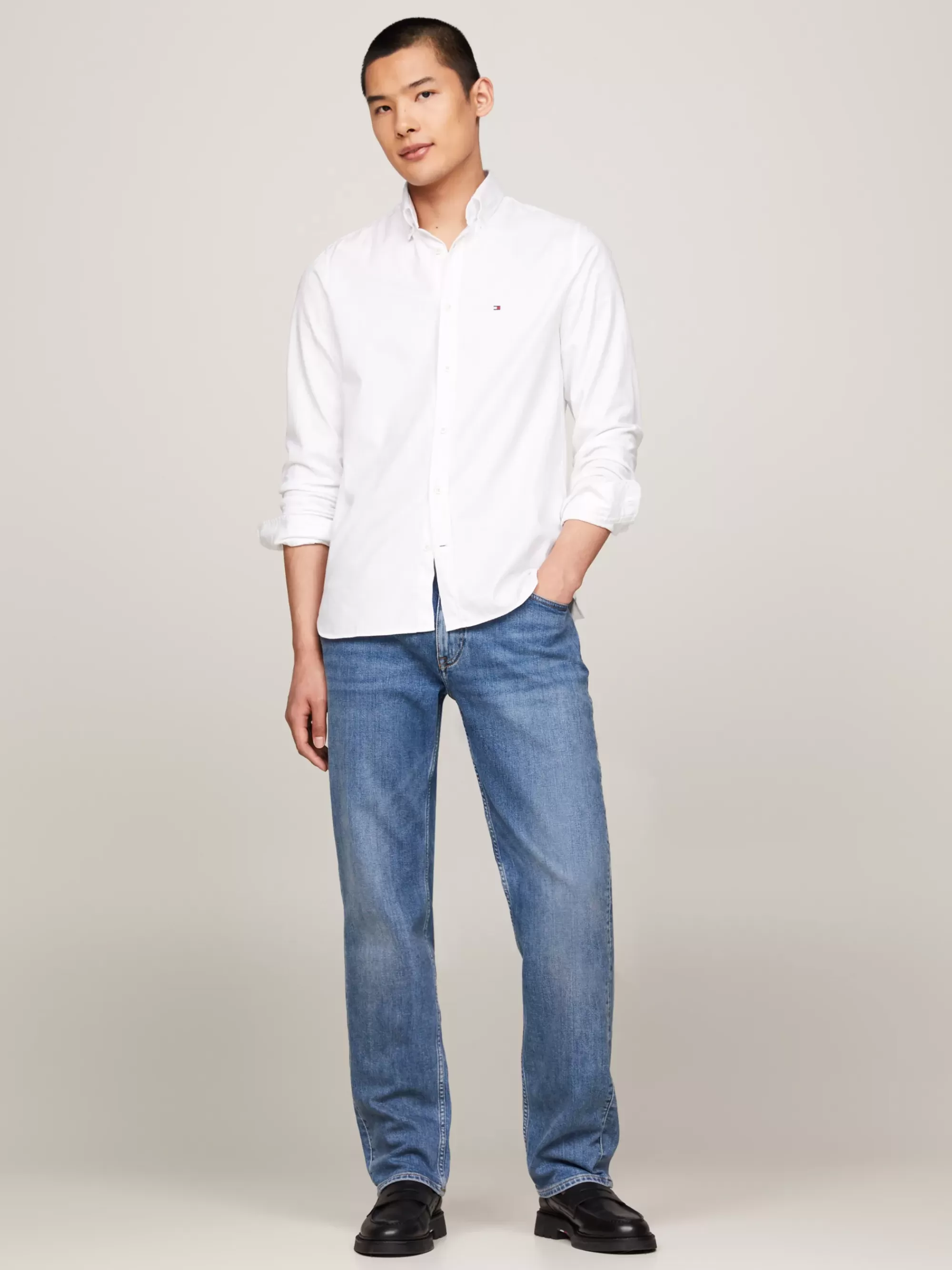 Overhemden*Tommy Hilfiger TH Flex Dobby Slim Fit Overhemd OPTIC WHITE