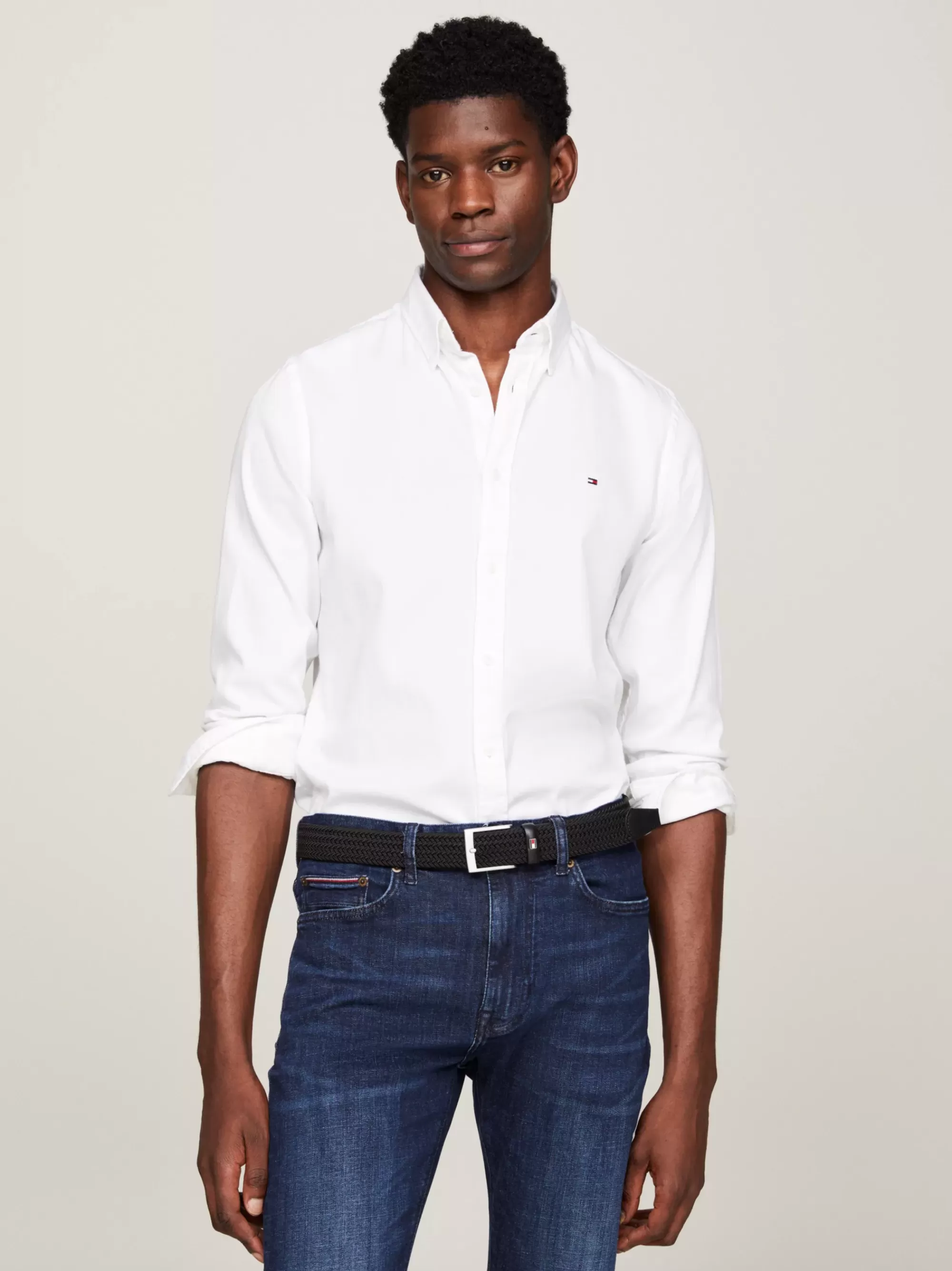Overhemden*Tommy Hilfiger TH Flex Overhemd Van Poplin-dobby WHITE