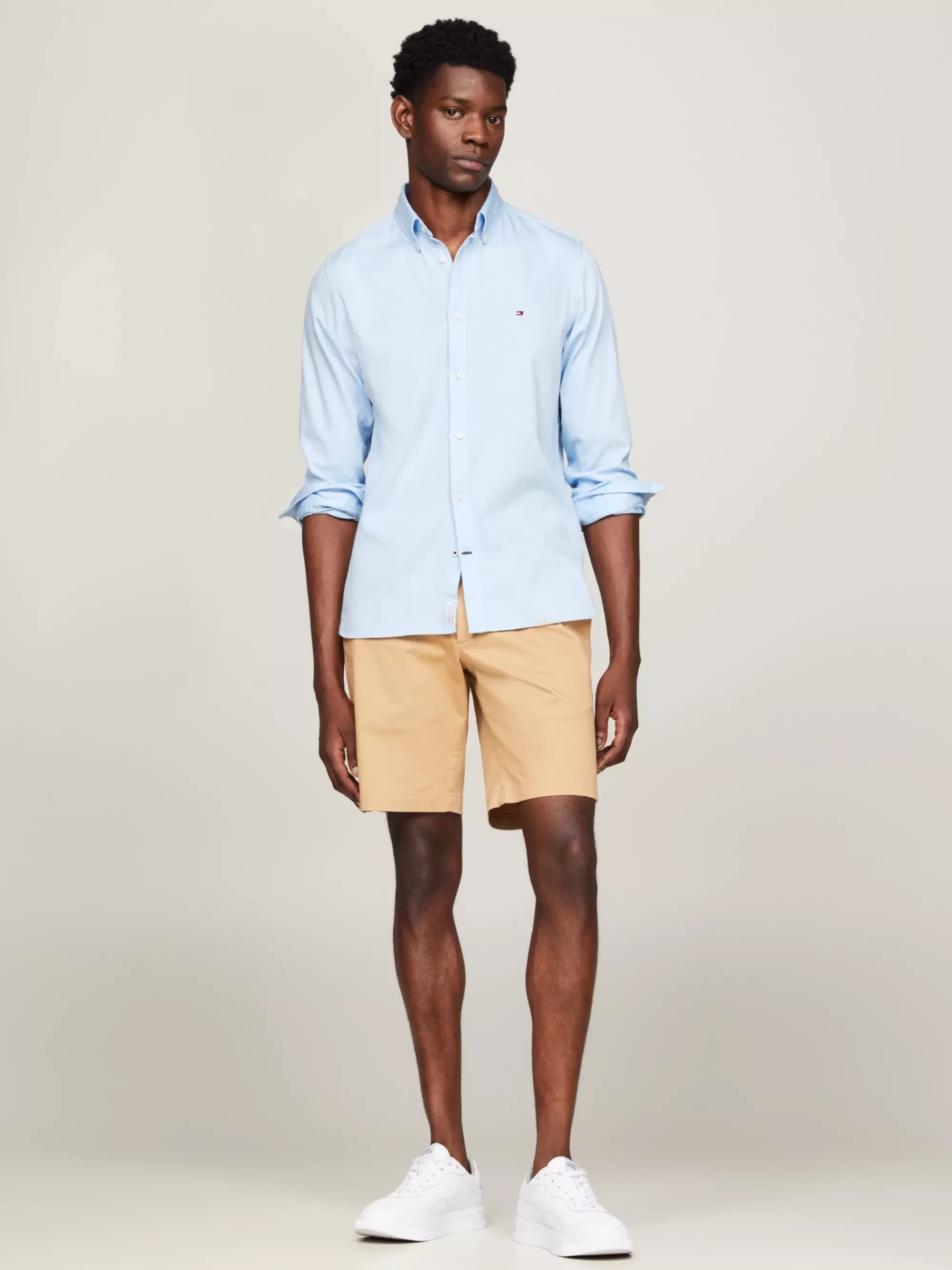 Overhemden*Tommy Hilfiger TH Flex Overhemd Van Poplin-dobby CALM BLUE