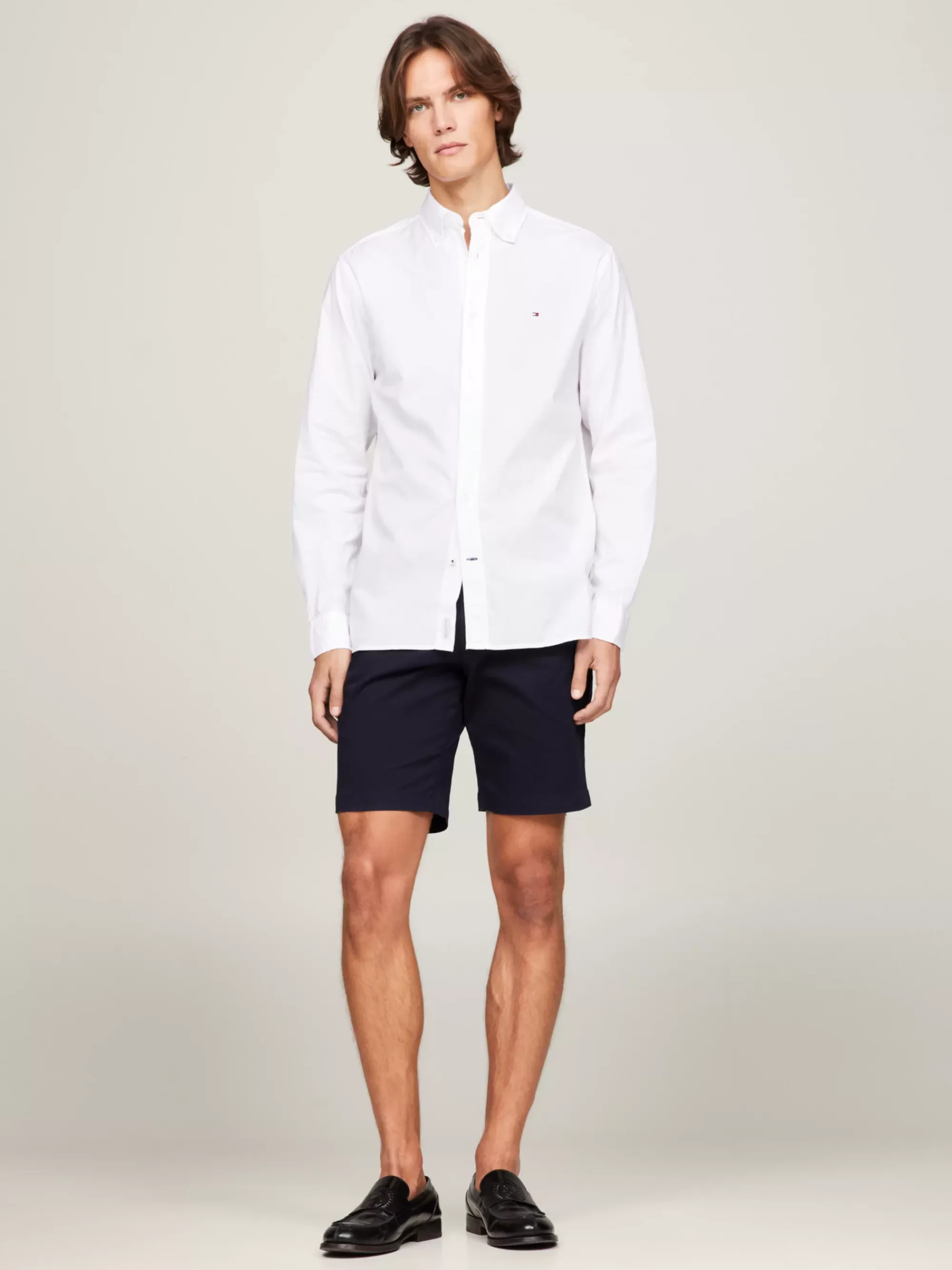 Overhemden*Tommy Hilfiger TH Flex Overhemd Van Poplin-katoen WHITE