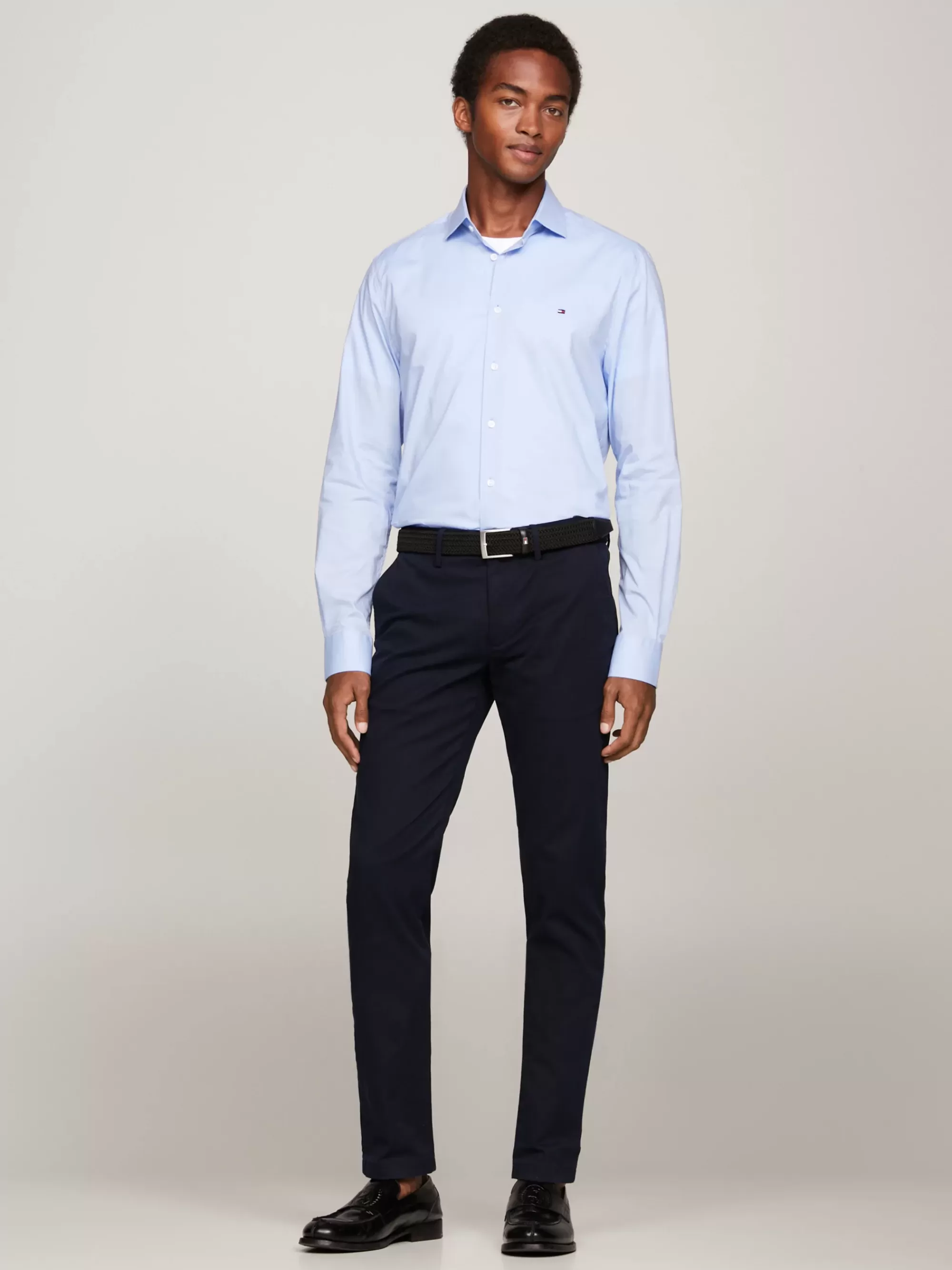 Overhemden*Tommy Hilfiger TH Flex Poplin Overhemd CUSTOM COLOR LIGHT BLUE