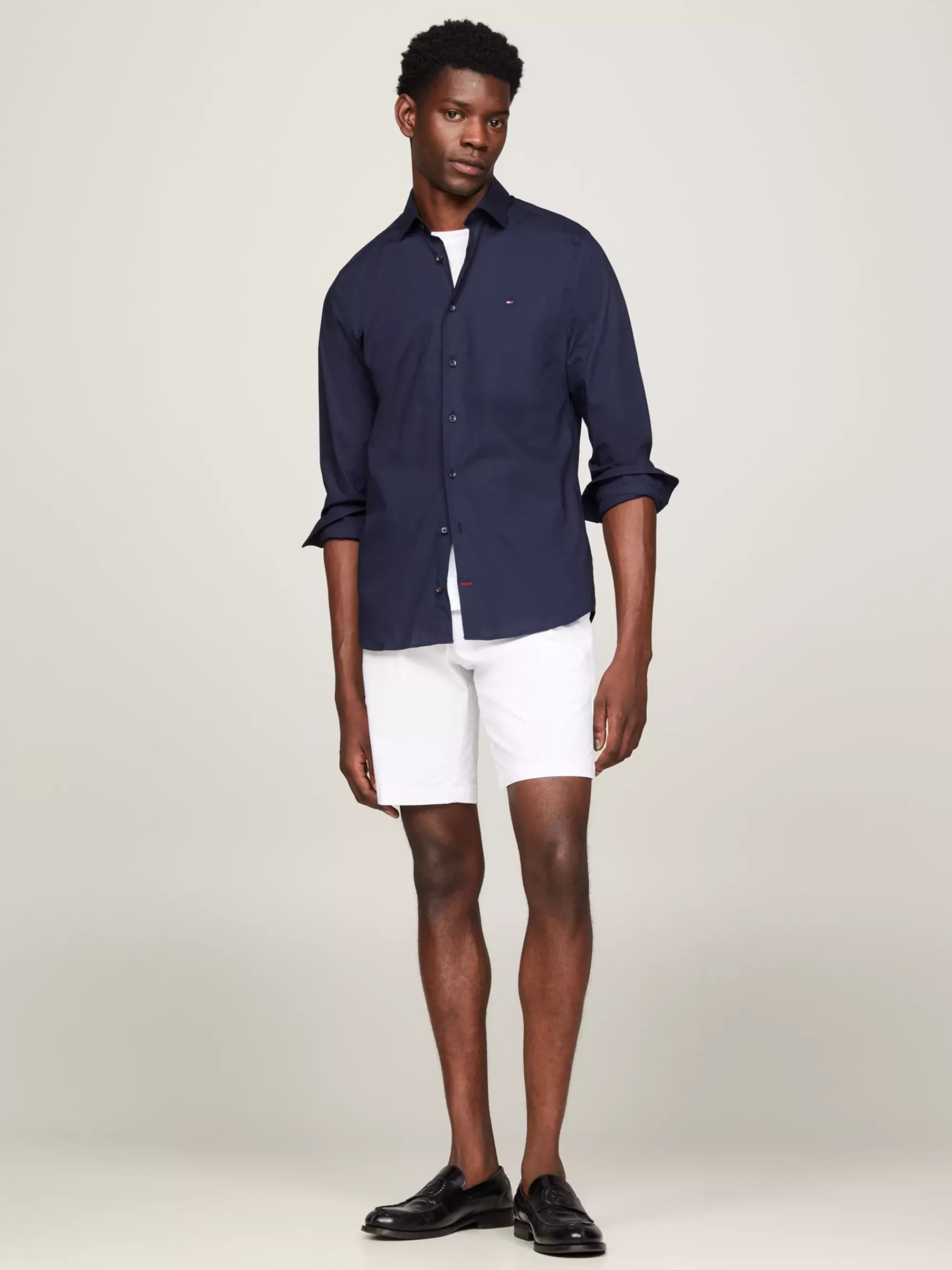 Overhemden*Tommy Hilfiger TH Flex Poplin Overhemd NAVY BLAZER