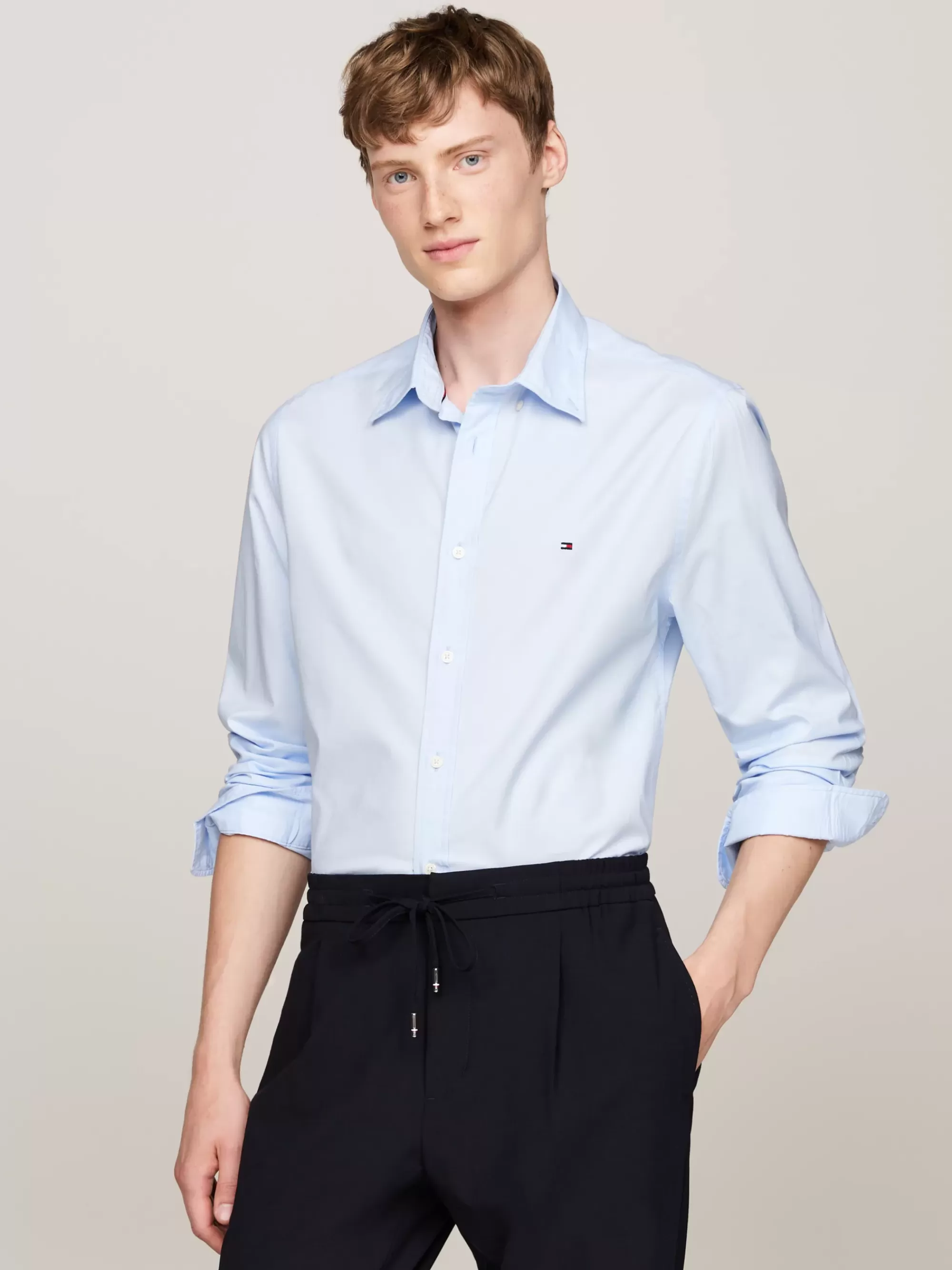 Overhemden*Tommy Hilfiger TH Flex Regular Fit Poplin Overhemd SWEET BLUE