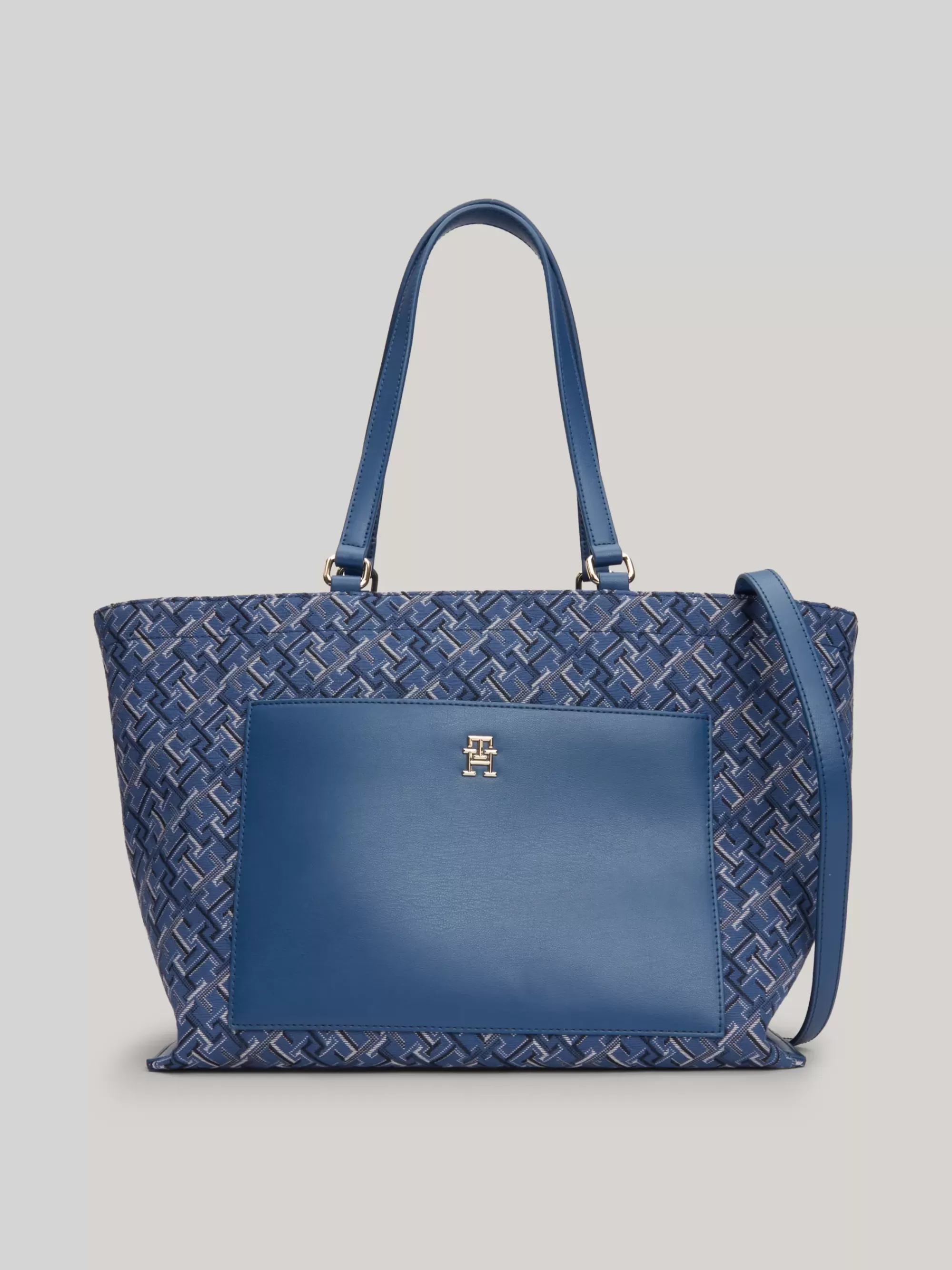 Shoppers*Tommy Hilfiger TH Monogram Canvas Shopper Met Jacquard FOSSIL BLUE MONO