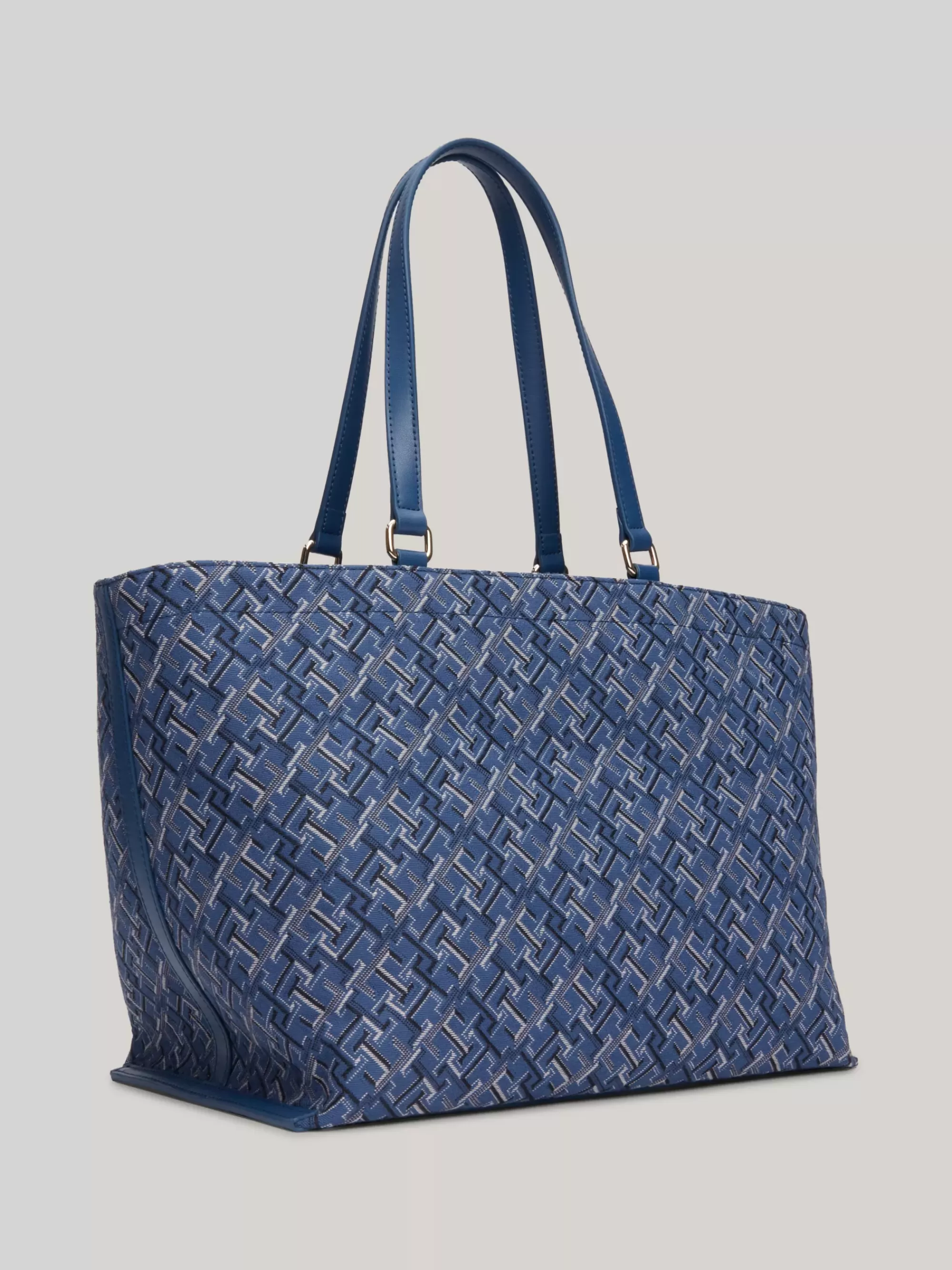 Shoppers*Tommy Hilfiger TH Monogram Canvas Shopper Met Jacquard FOSSIL BLUE MONO