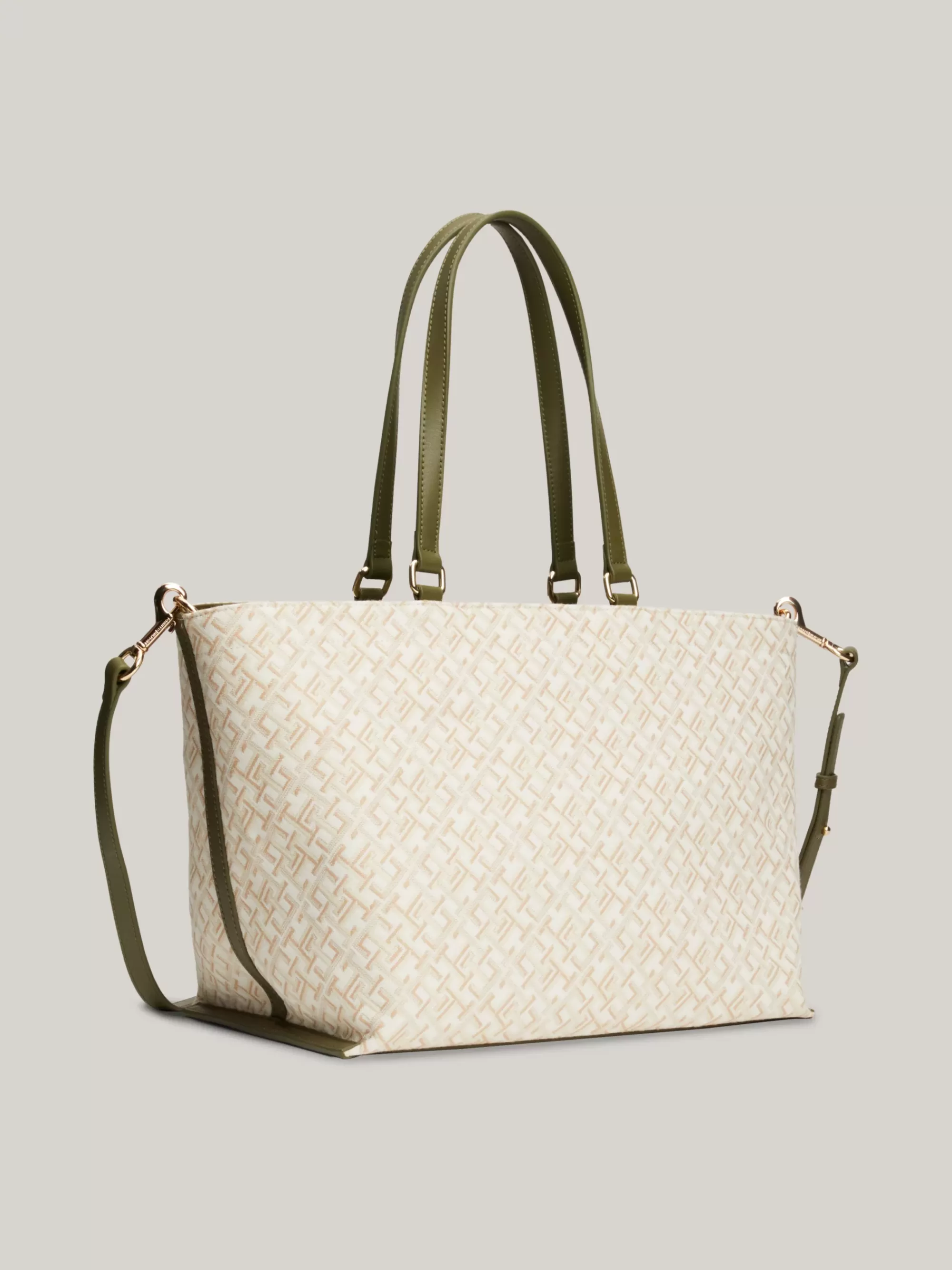 Shoppers*Tommy Hilfiger TH Monogram Canvas Shopper Met Jacquard UTILITY OLIVE/NEUTRAL MONO