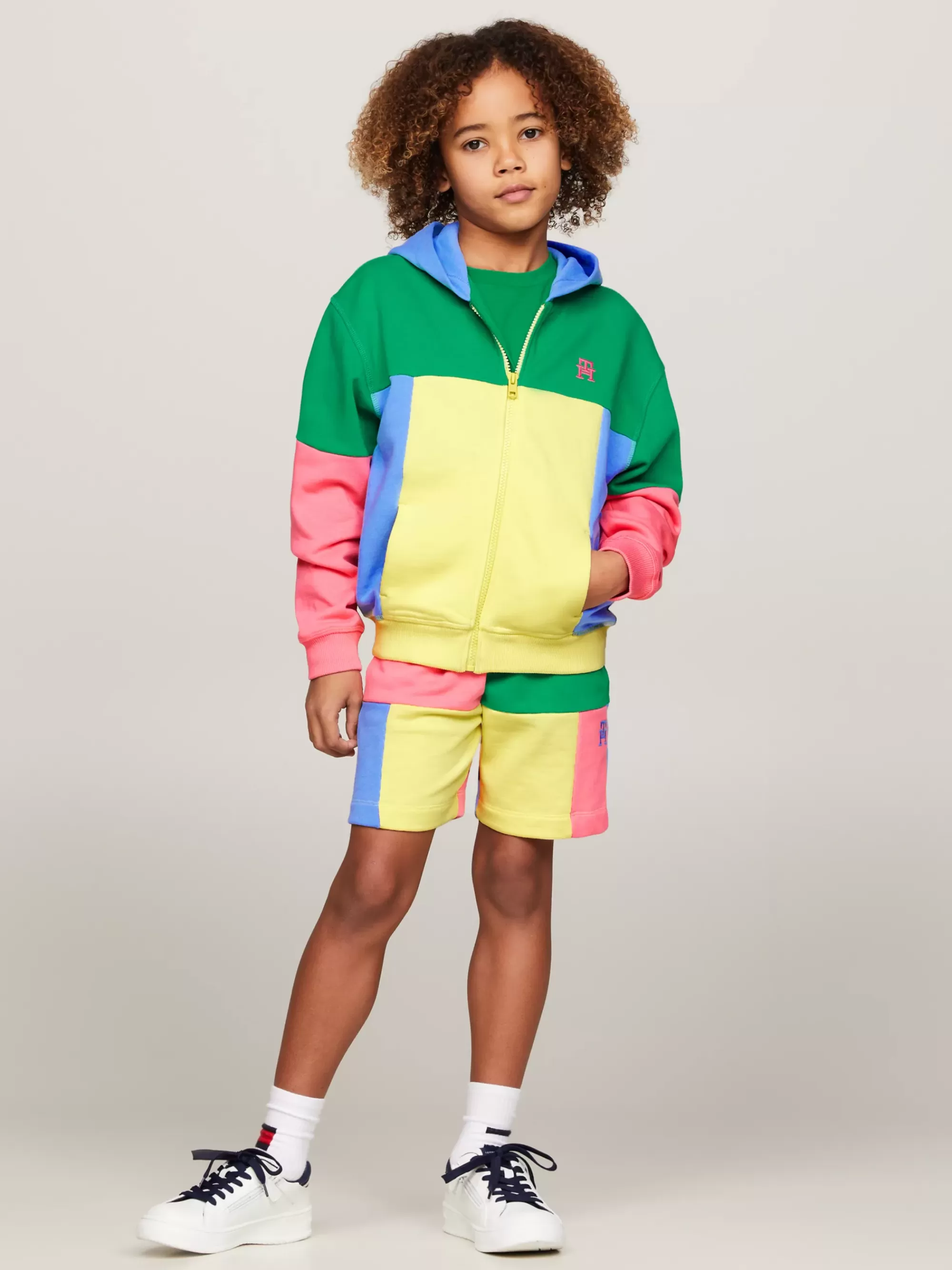 Broeken & Rokken | Broeken & Korte Broeken*Tommy Hilfiger TH Monogram Colour-blocked Sweatshort GREEN/YELLOW/PINK/BLUE