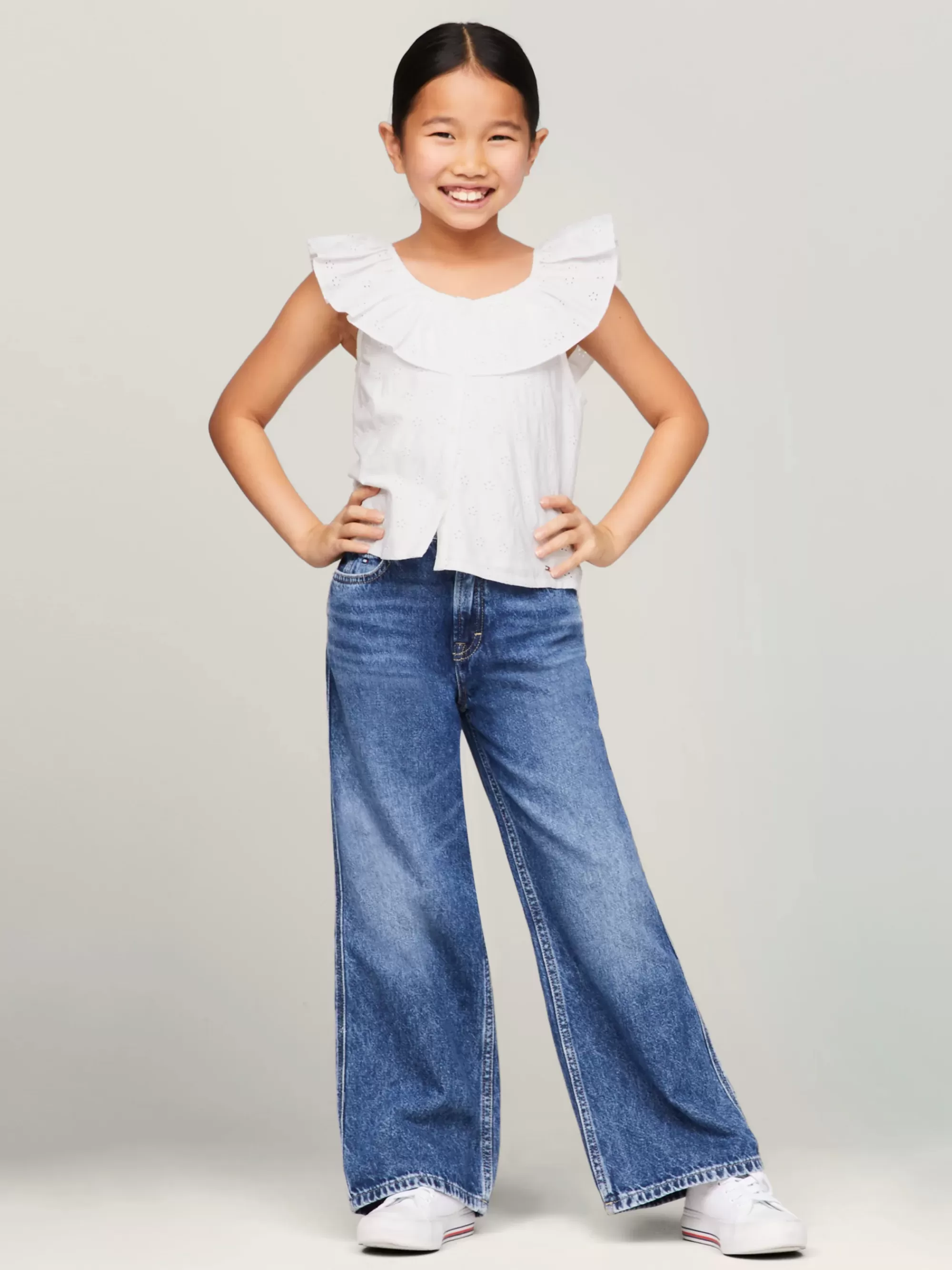 Tops & T-Shirts*Tommy Hilfiger TH Monogram Cropped Blouse Met Broderie WHITE