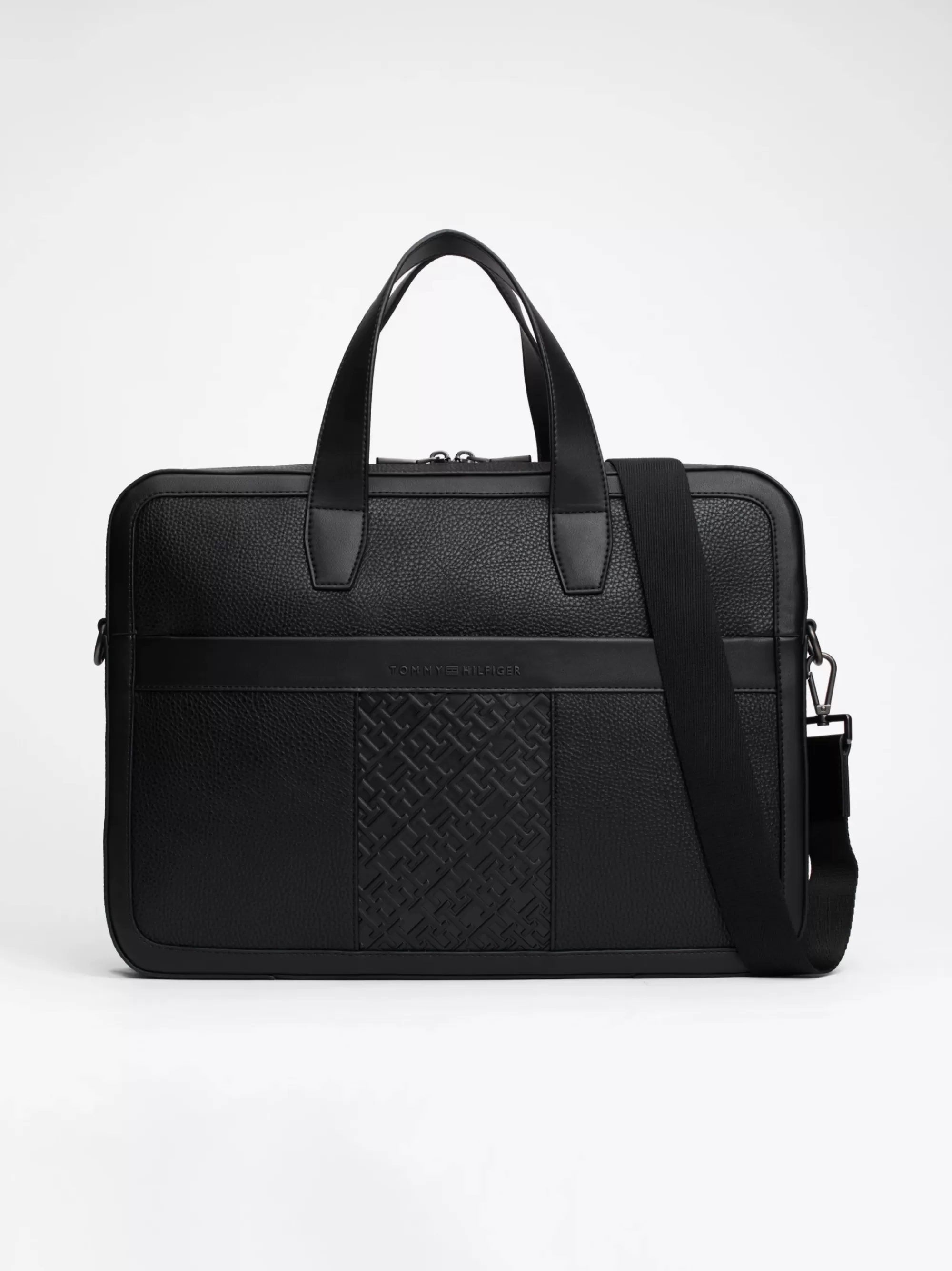 Aktetassen*Tommy Hilfiger TH Monogram Gegranuleerde Laptoptas BLACK