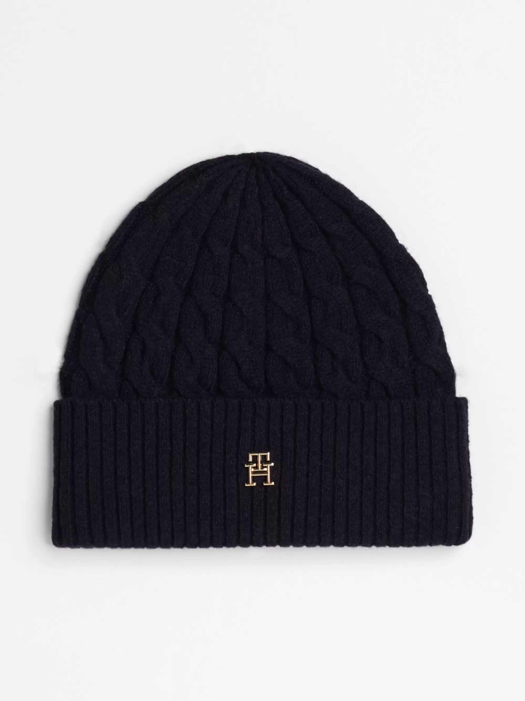 Mutsen | Mutsen & Sjaals*Tommy Hilfiger TH Monogram Kabelgebreide Beanie SPACE BLUE