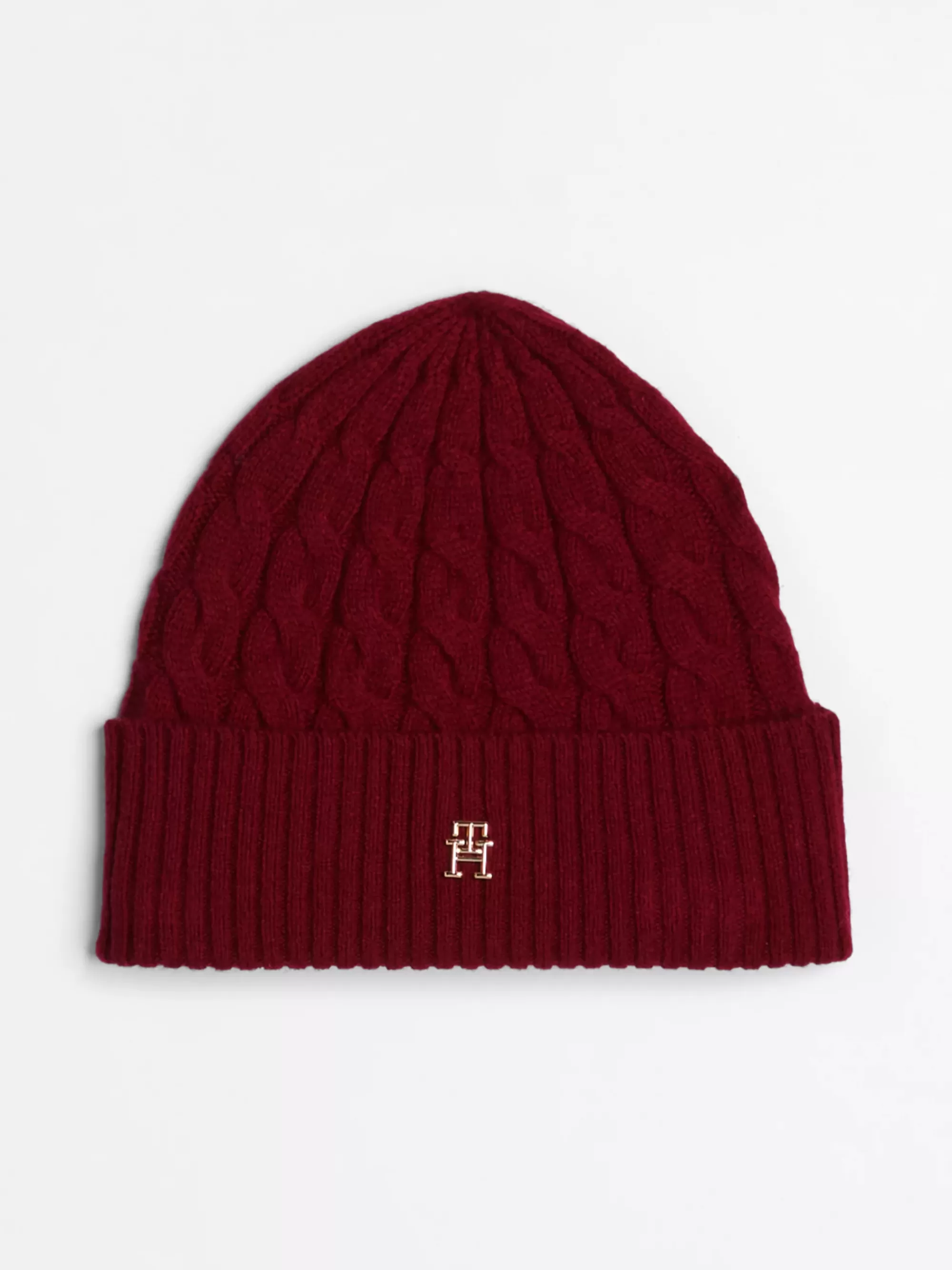 Mutsen | Mutsen & Sjaals*Tommy Hilfiger TH Monogram Kabelgebreide Beanie ROUGE