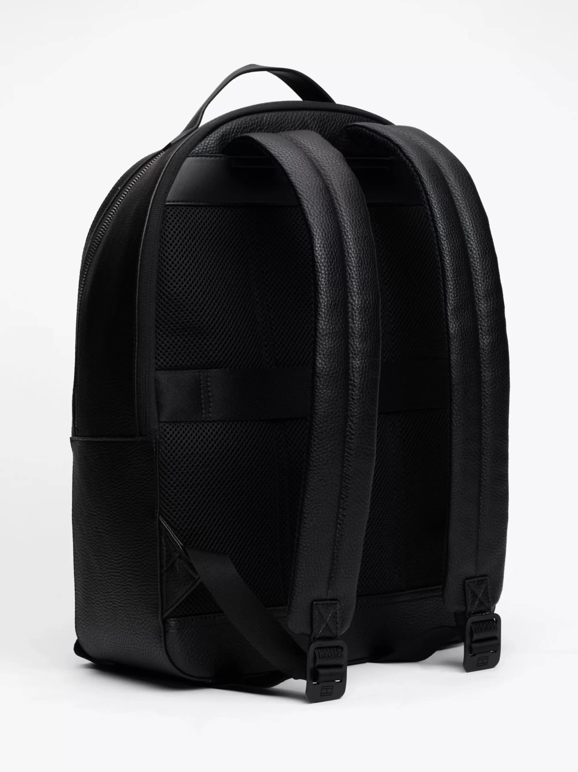 Rugzakken*Tommy Hilfiger TH Monogram Rugzak Van Gegranuleerd Leer BLACK