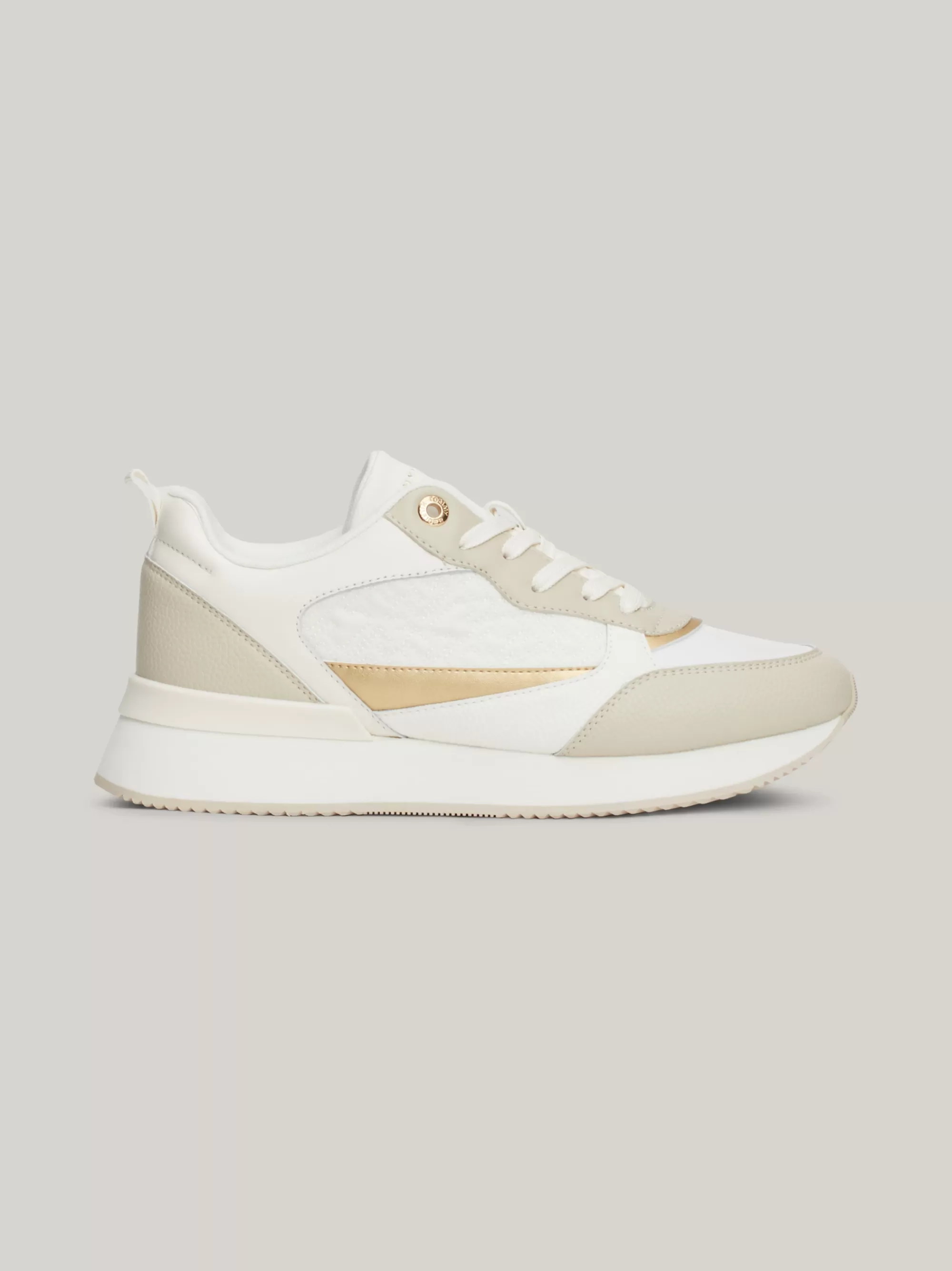 Sneakers*Tommy Hilfiger TH Monogram Sneaker Met Gemengde Texturen CLASSIC KHAKI/NEUTRAL