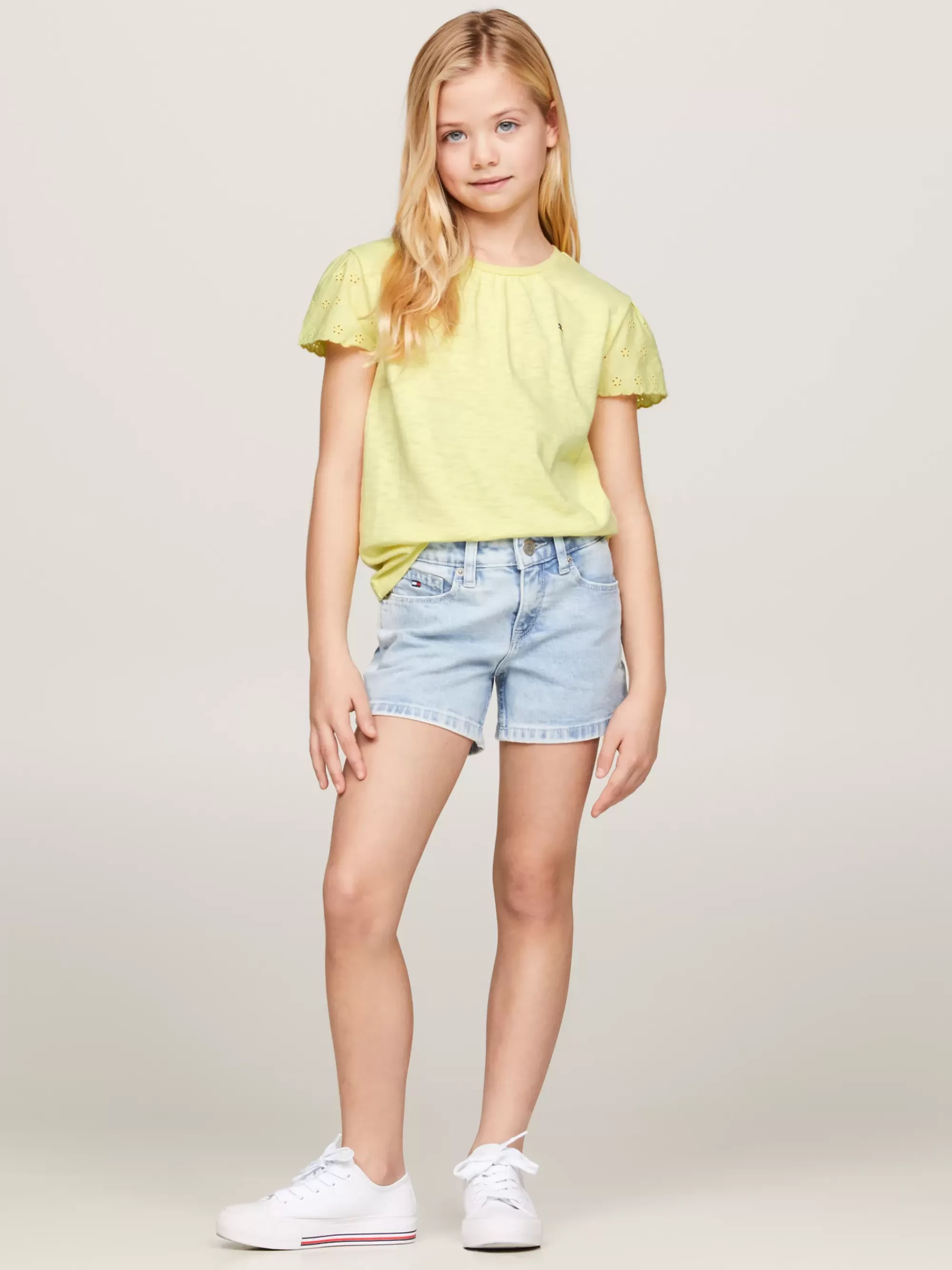 Tops & T-Shirts*Tommy Hilfiger TH Monogram T-shirt Met Broderie Anglaise YELLOW TULIP
