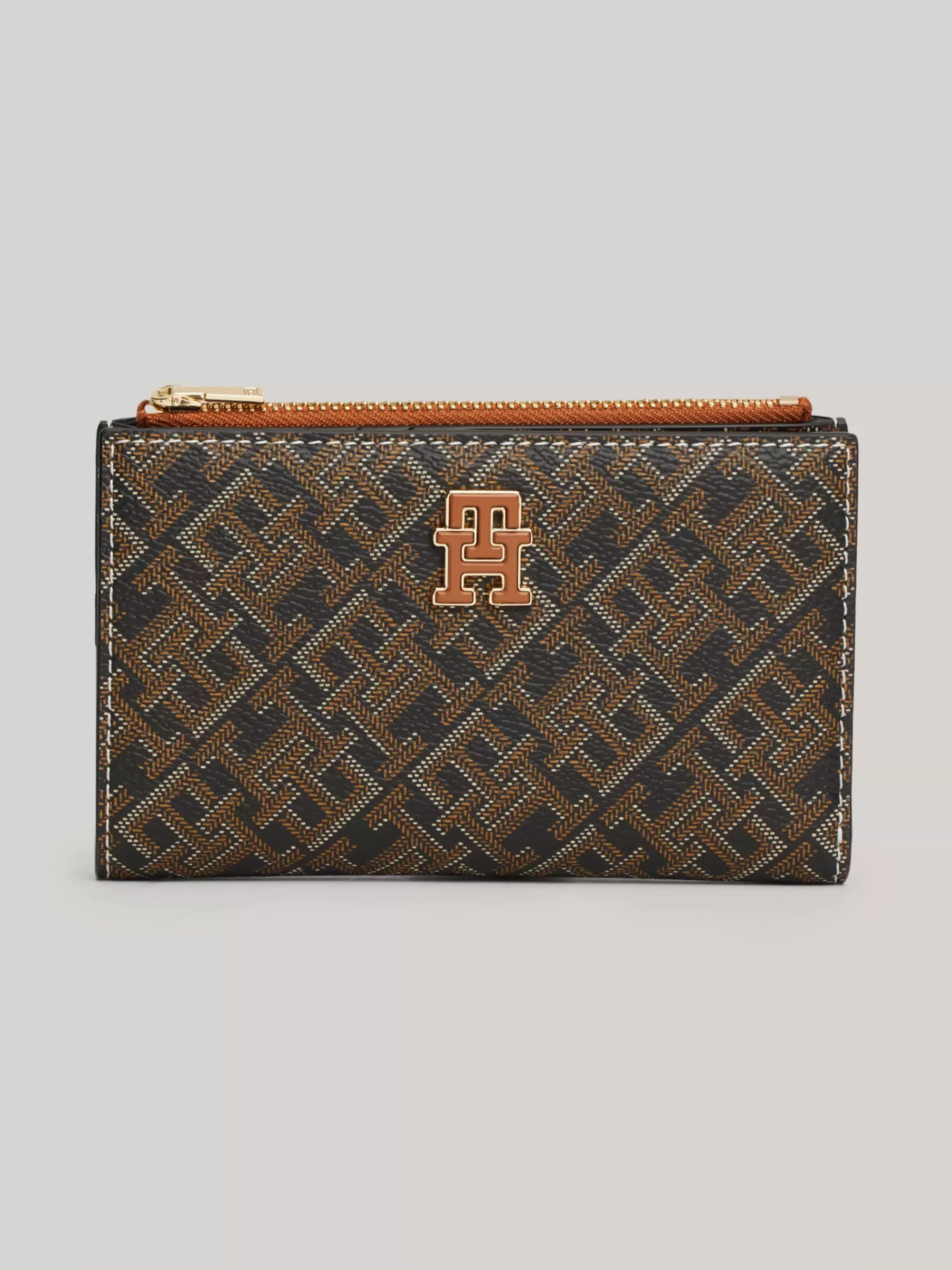 Portemonnees & Sleutelhangers*Tommy Hilfiger TH Monoplay Slim Bifold Portemonnee BLACK / TAN MIX