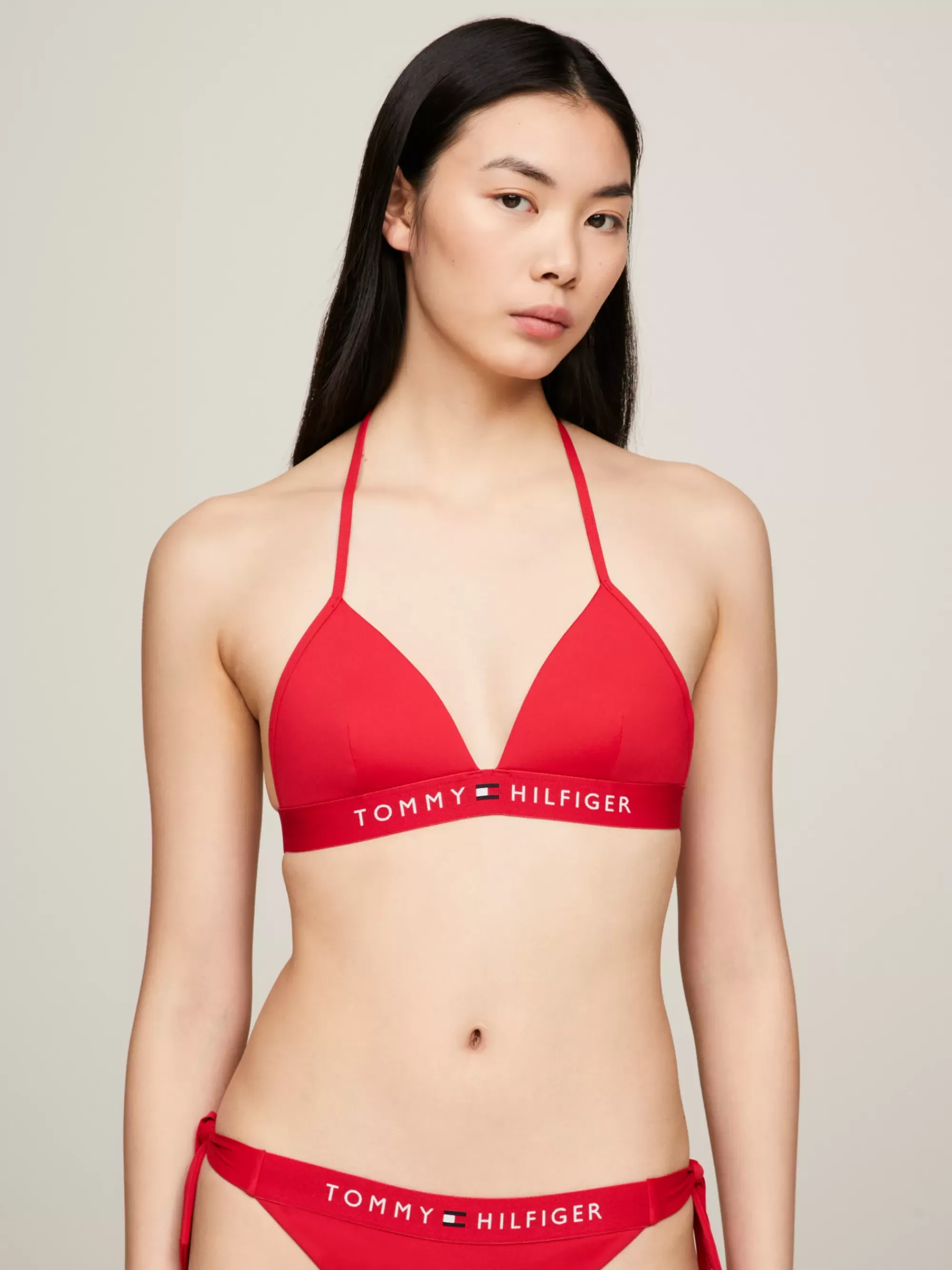 Swimwear*Tommy Hilfiger TH Original Halternek-bikinitop Met Triangelcups PRIMARY RED