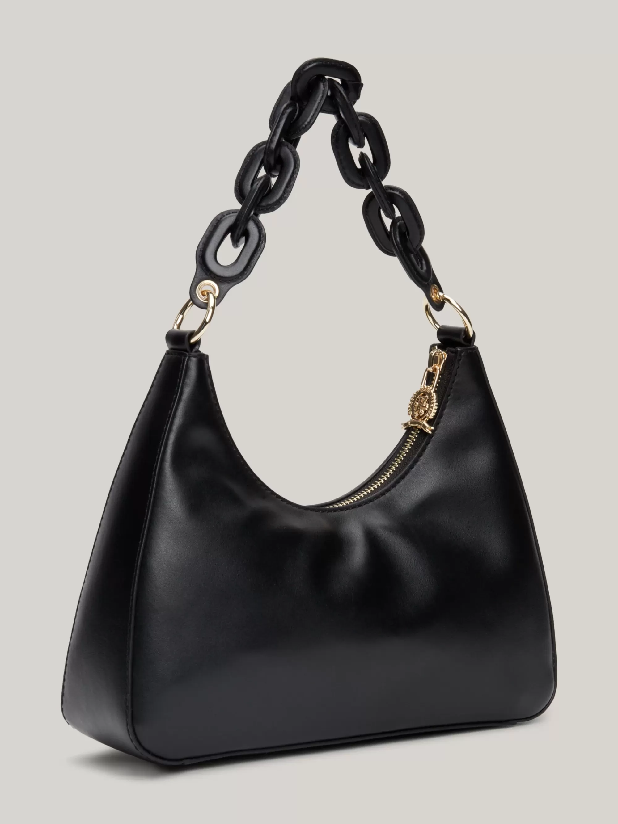Schoudertassen*Tommy Hilfiger TH Soft Leren Schoudertas Met Ketting BLACK