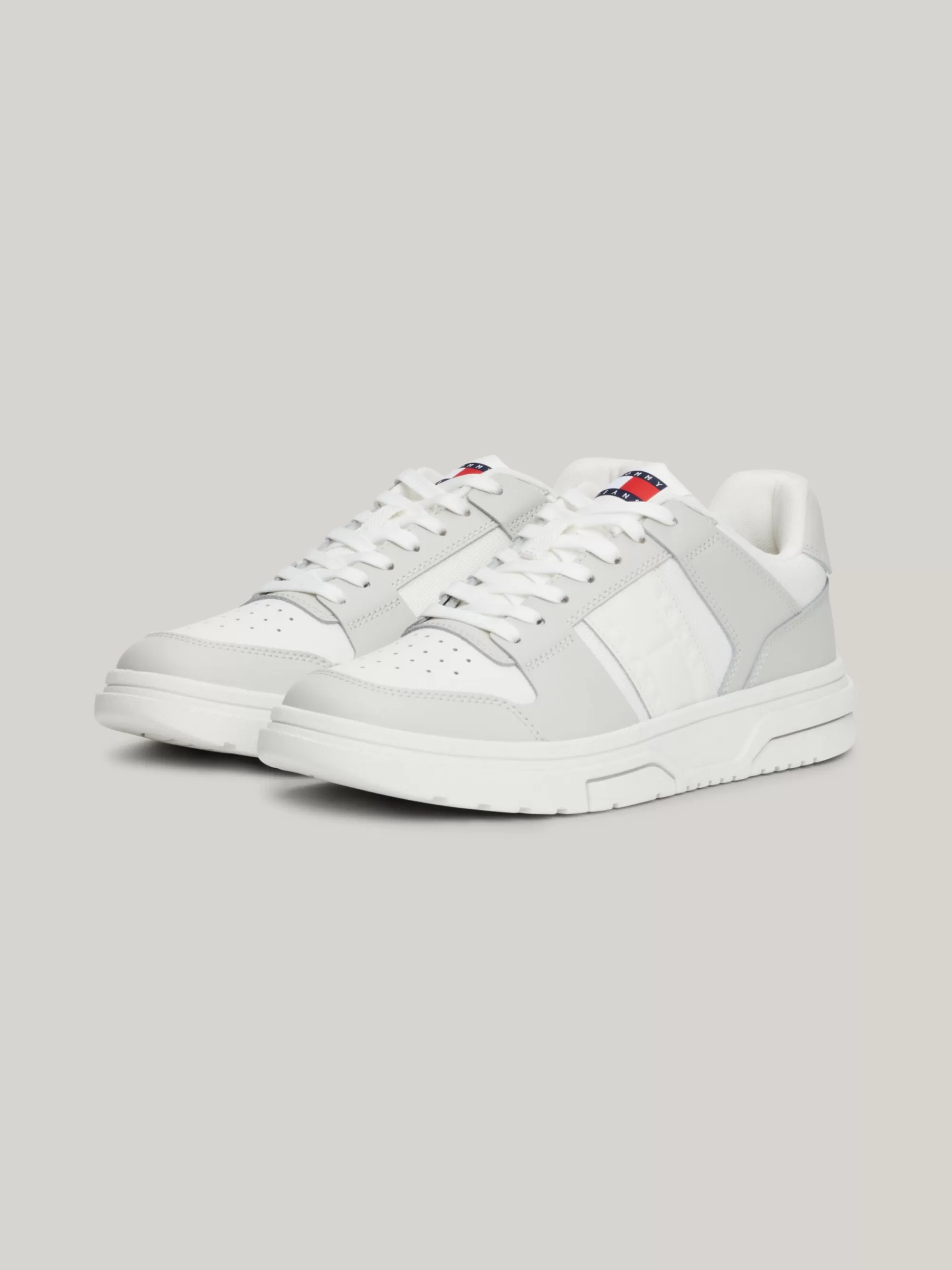 Sneakers*Tommy Hilfiger The Brooklyn Leren Sneaker Met Contrastpanelen STRATUS GREY