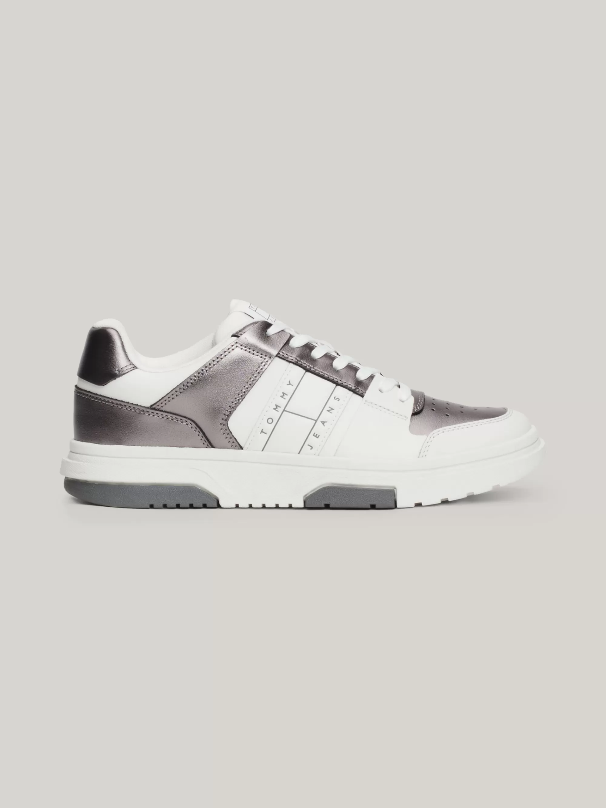 Sneakers*Tommy Hilfiger The Brooklyn Metallic Leren Sneaker WARM STONE