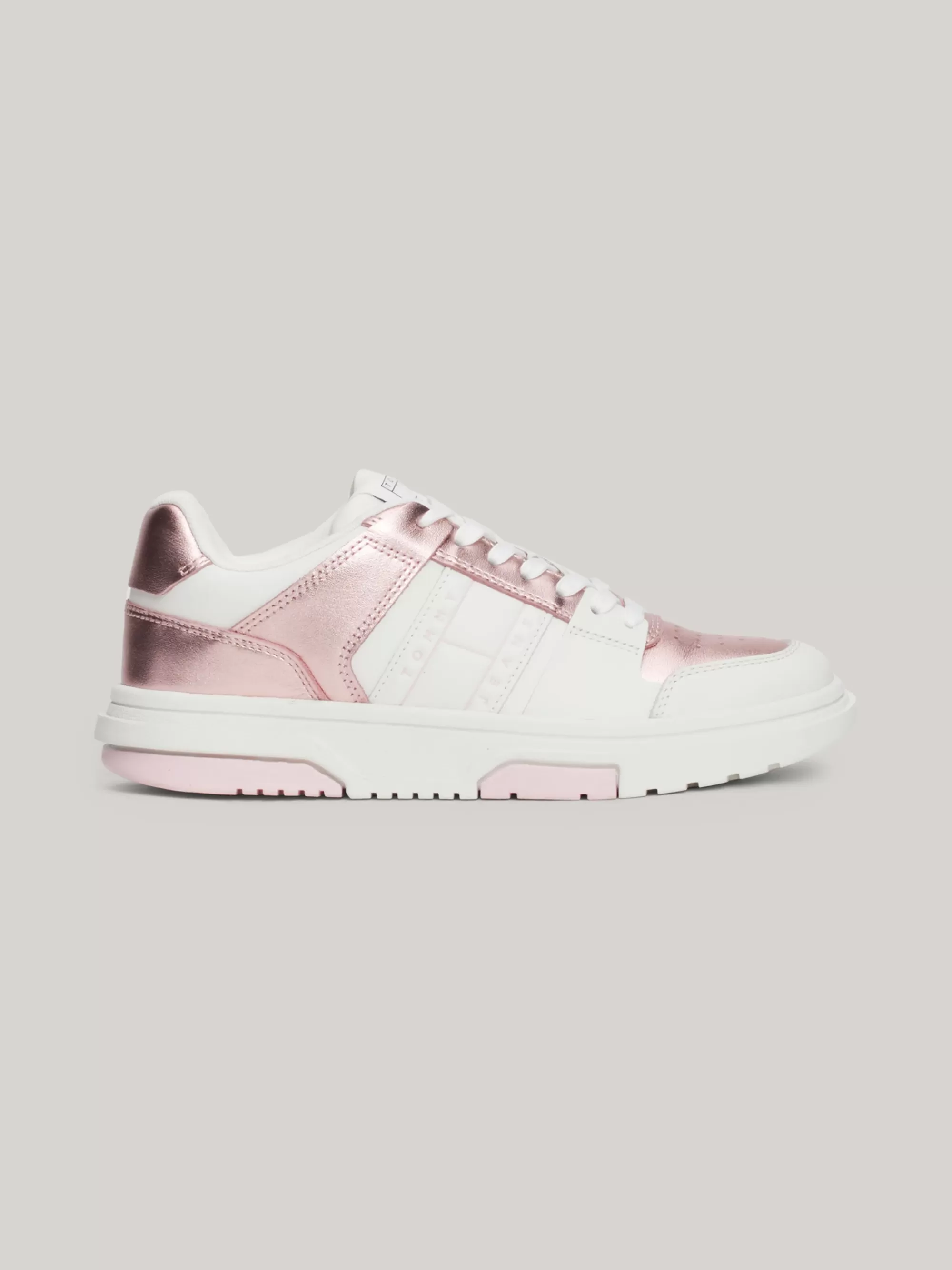 Sneakers*Tommy Hilfiger The Brooklyn Metallic Leren Sneaker MISTY PINK