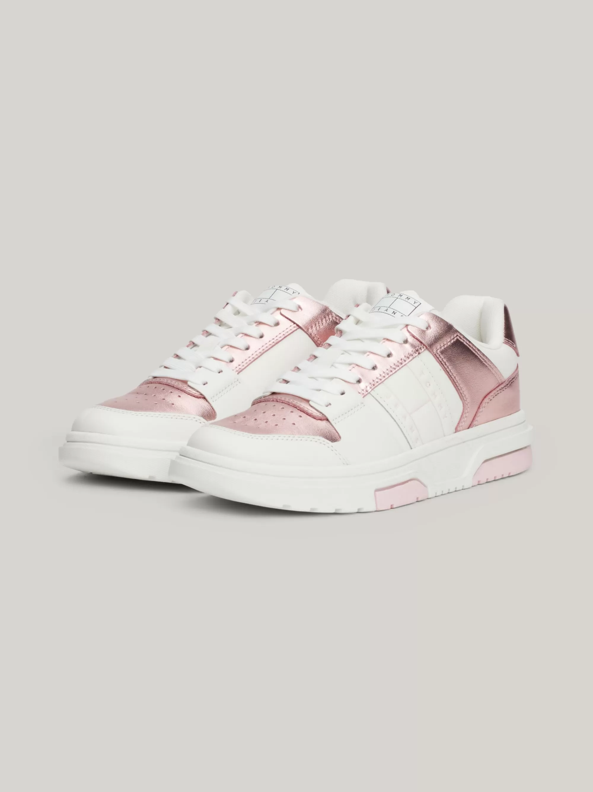 Sneakers*Tommy Hilfiger The Brooklyn Metallic Leren Sneaker MISTY PINK
