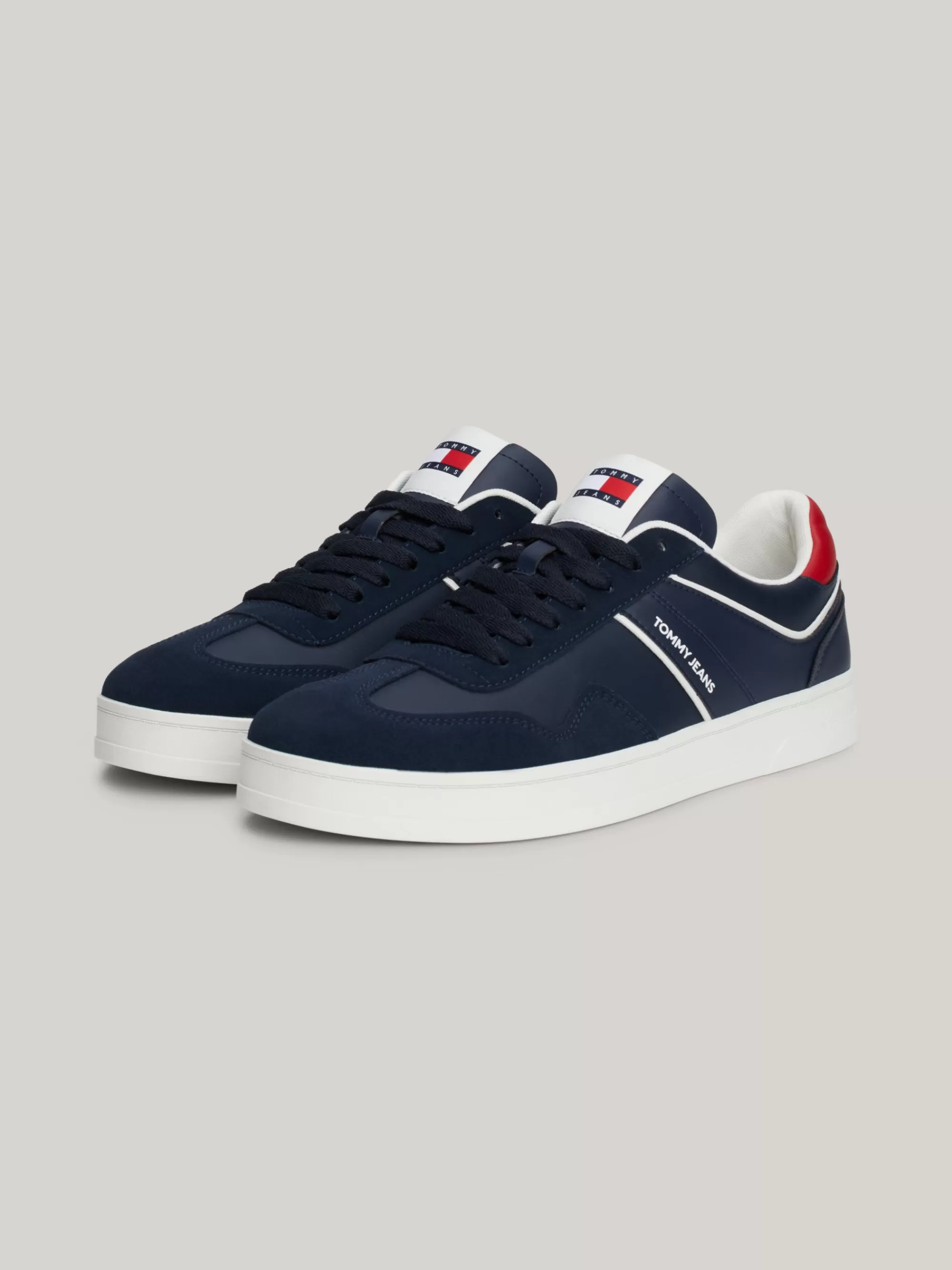 Sneakers*Tommy Hilfiger The Greenwich Leren Sneaker Met Colour-pop RWB