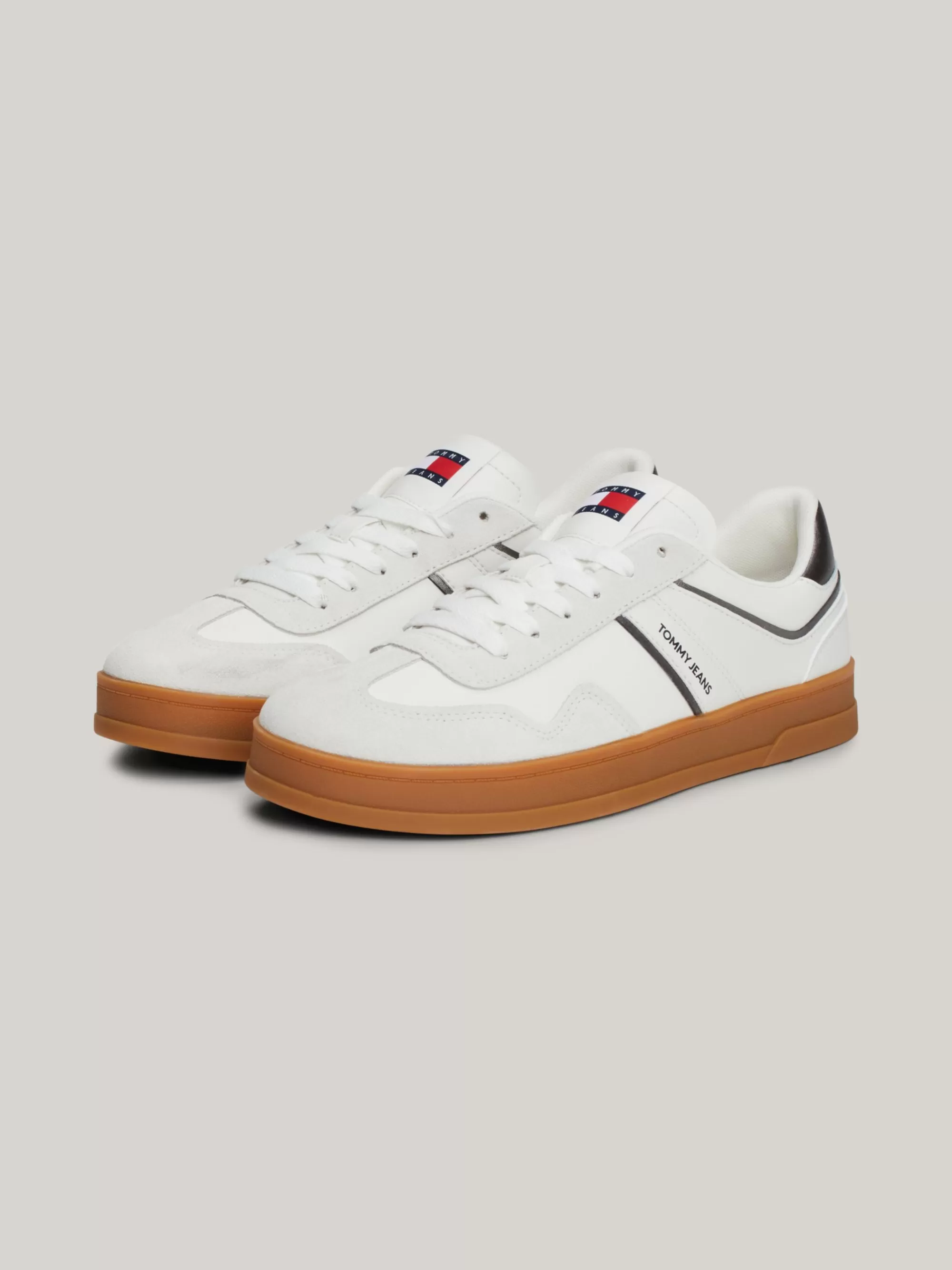 Sneakers*Tommy Hilfiger The Greenwich Leren Sneaker Met Logo WARM STONE