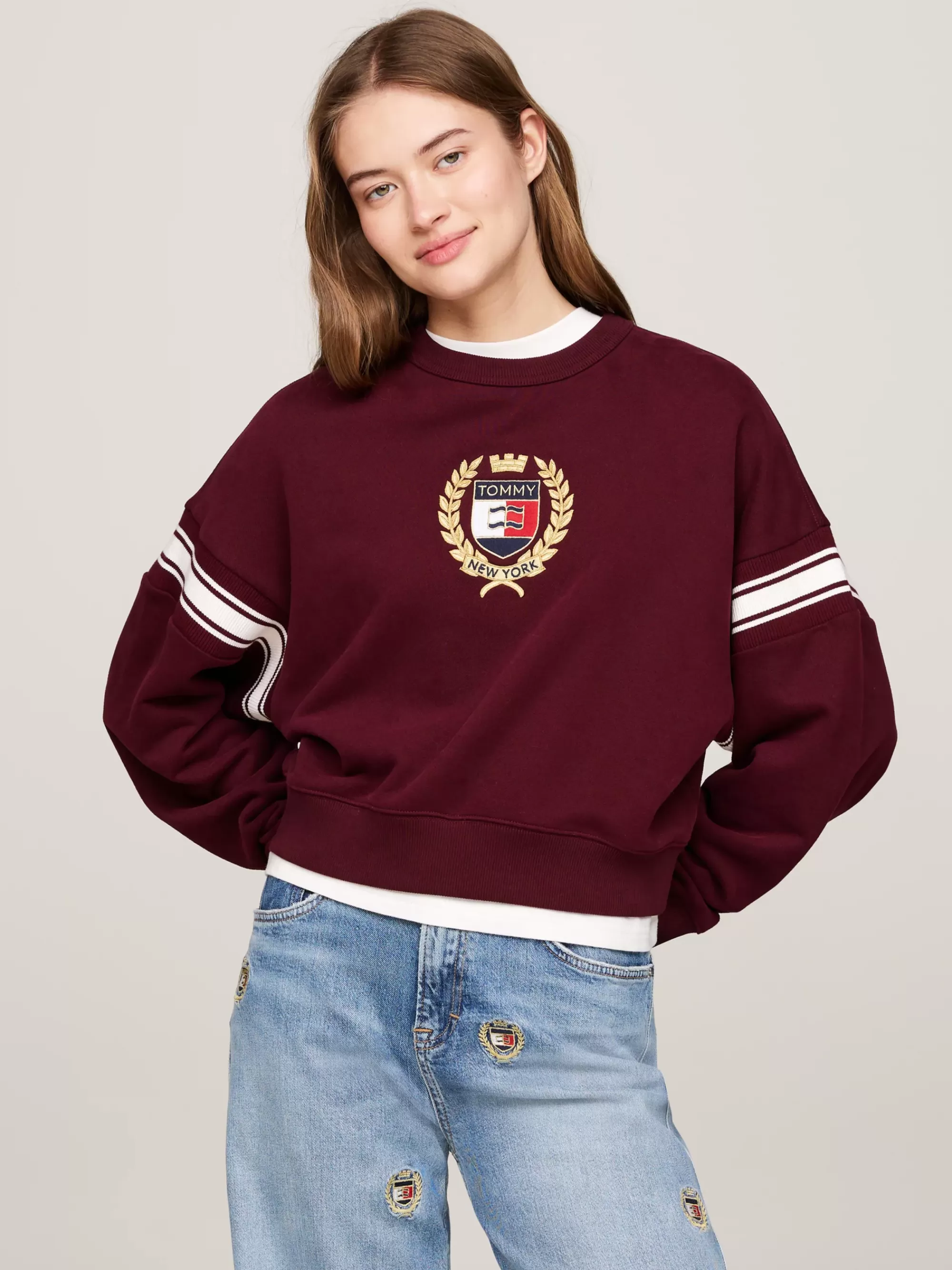 Sweatshirts & Hoodies*Tommy Hilfiger Tommy Prep Boxy Sweatshirt DEEP ROUGE