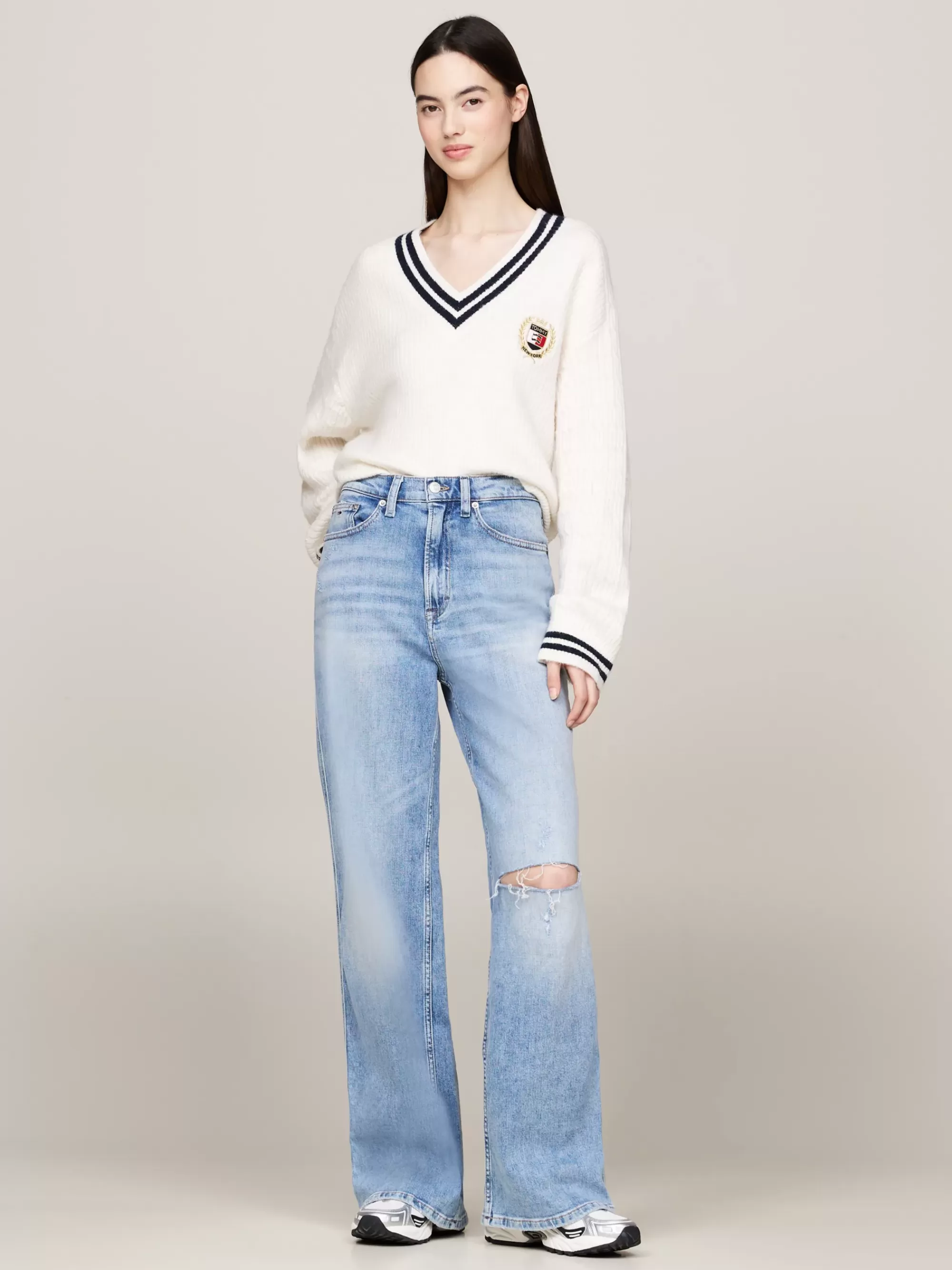 Truien | Truien & Vesten*Tommy Hilfiger Tommy Prep Kabelgebreide Trui ANCIENT WHITE