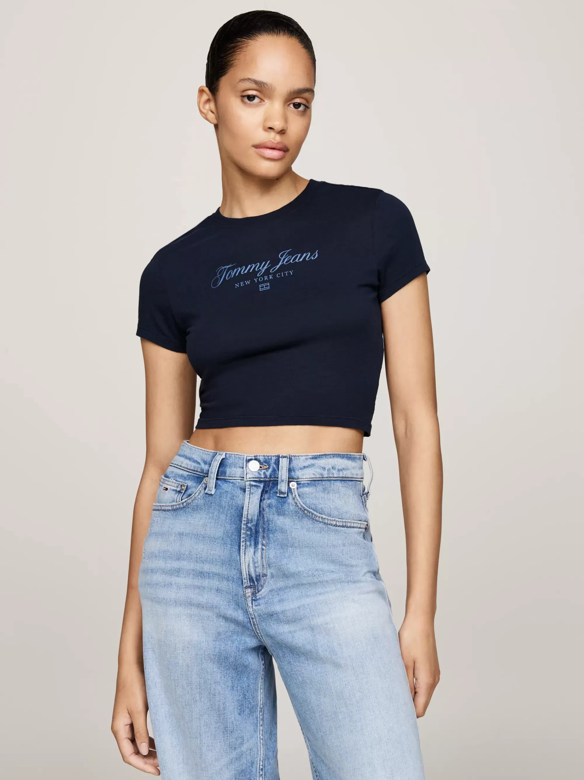 T-Shirts*Tommy Hilfiger Tommy Prep Luxe Cropped Slim Fit T-shirt DARK NIGHT NAVY