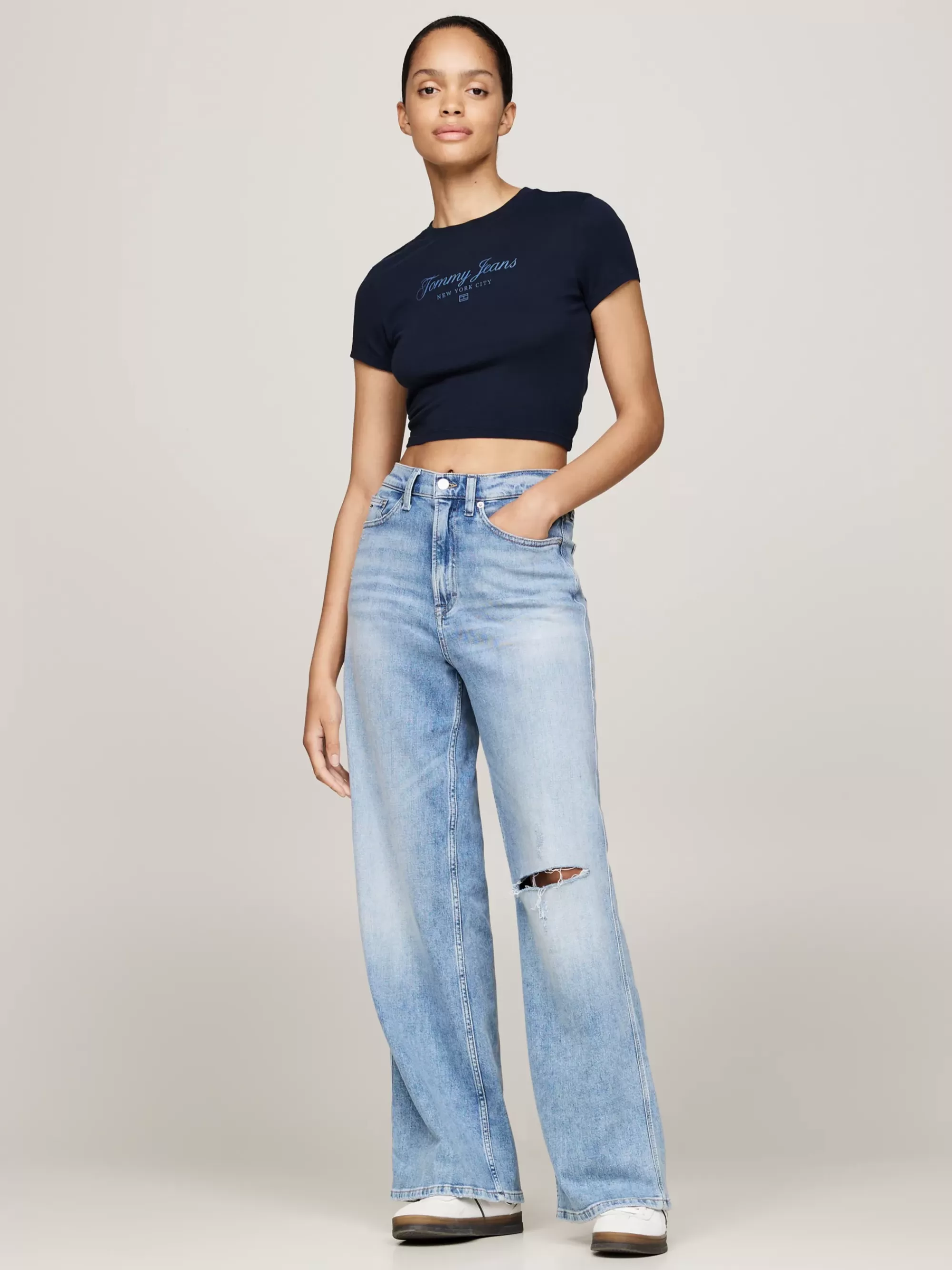 T-Shirts*Tommy Hilfiger Tommy Prep Luxe Cropped Slim Fit T-shirt DARK NIGHT NAVY