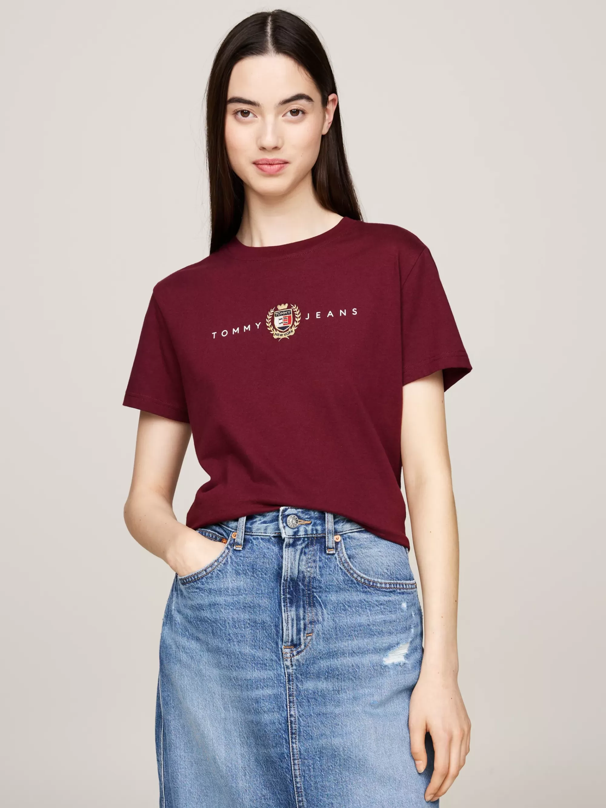 T-Shirts*Tommy Hilfiger Tommy Prep T-shirt Met Ronde Hals DEEP ROUGE
