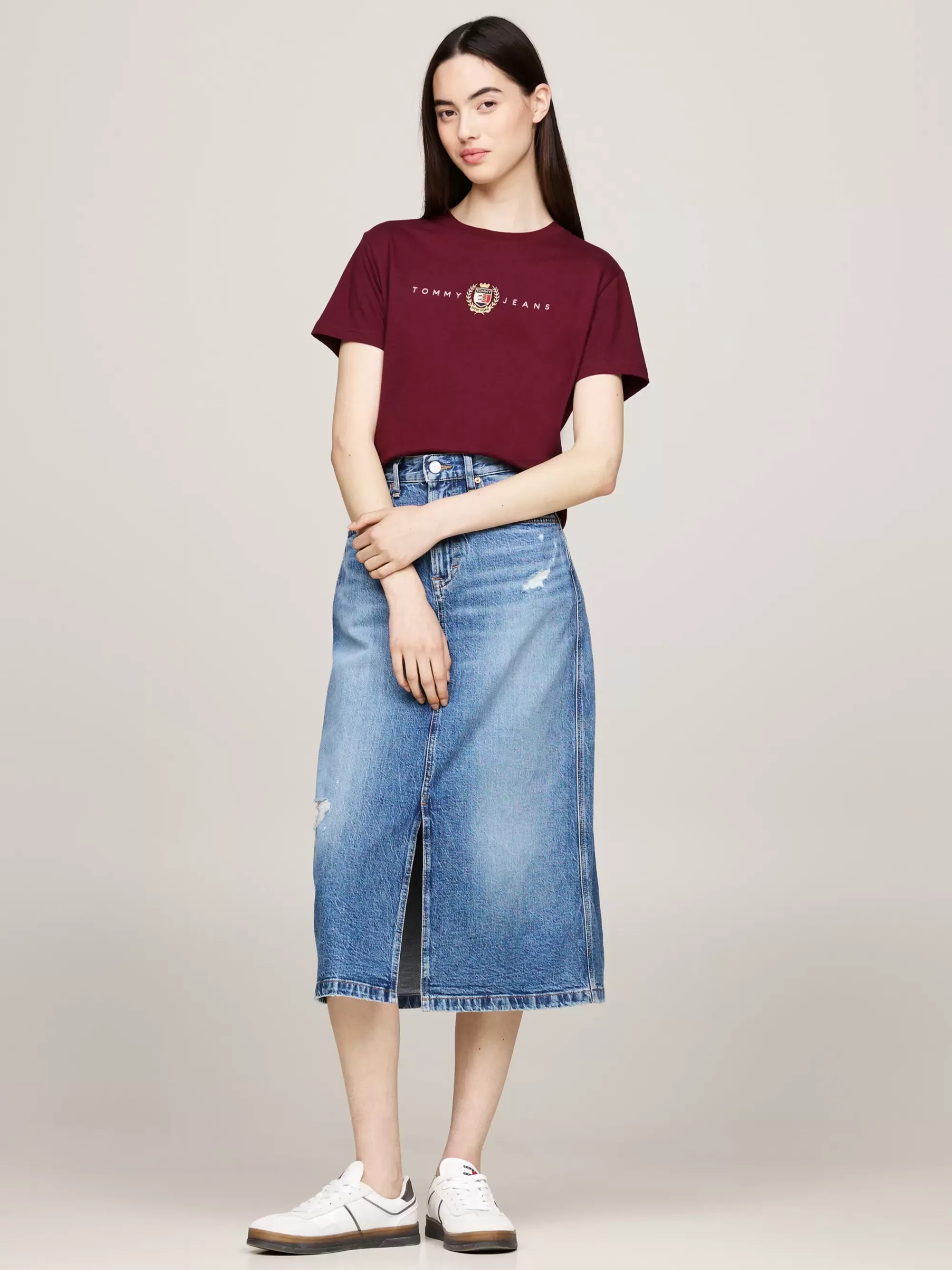 T-Shirts*Tommy Hilfiger Tommy Prep T-shirt Met Ronde Hals DEEP ROUGE