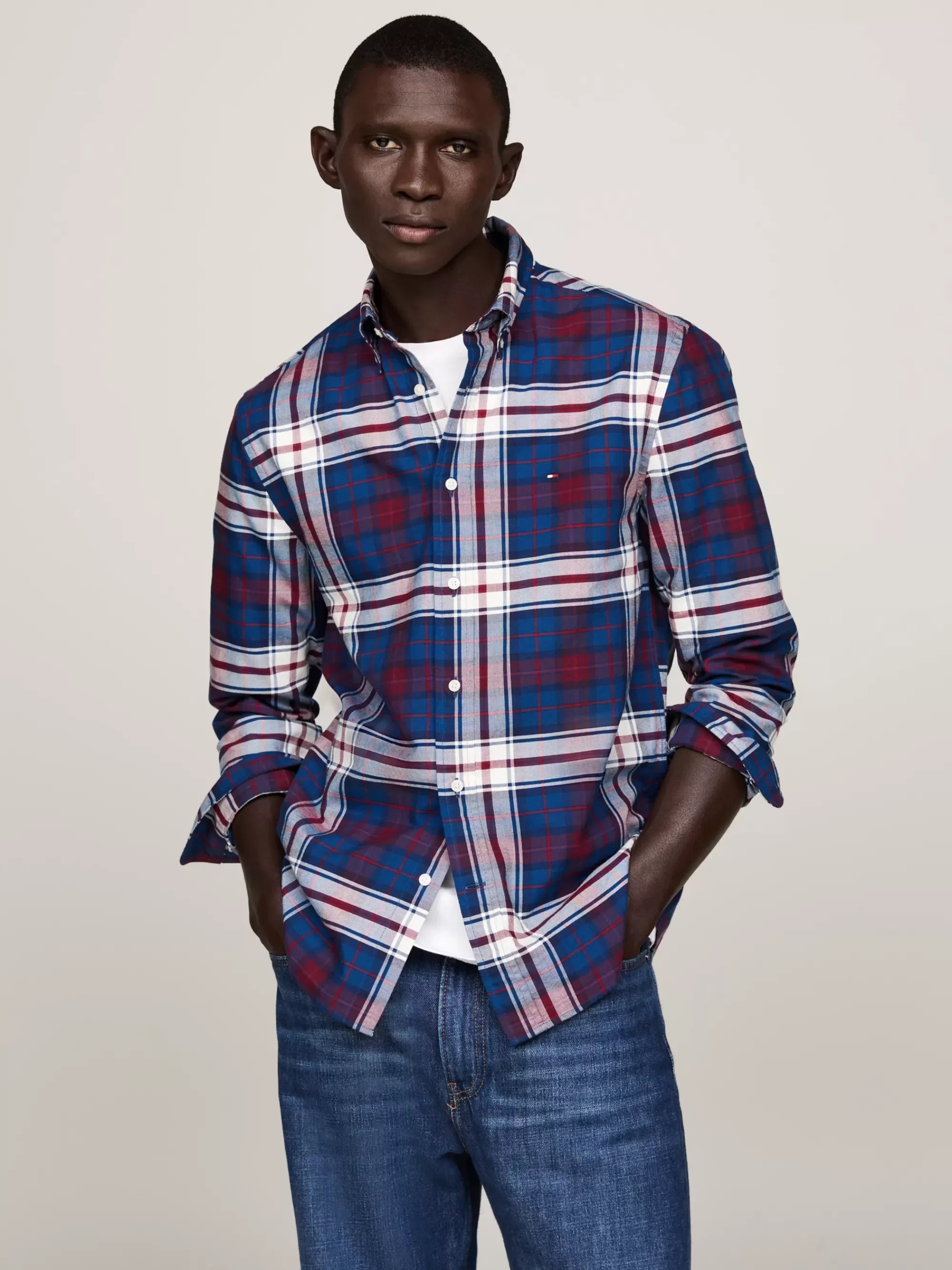 Overhemden*Tommy Hilfiger Tommy Tartan Regular Fit Oxford-overhemd DEEP INDIGO / ROUGE CHECK