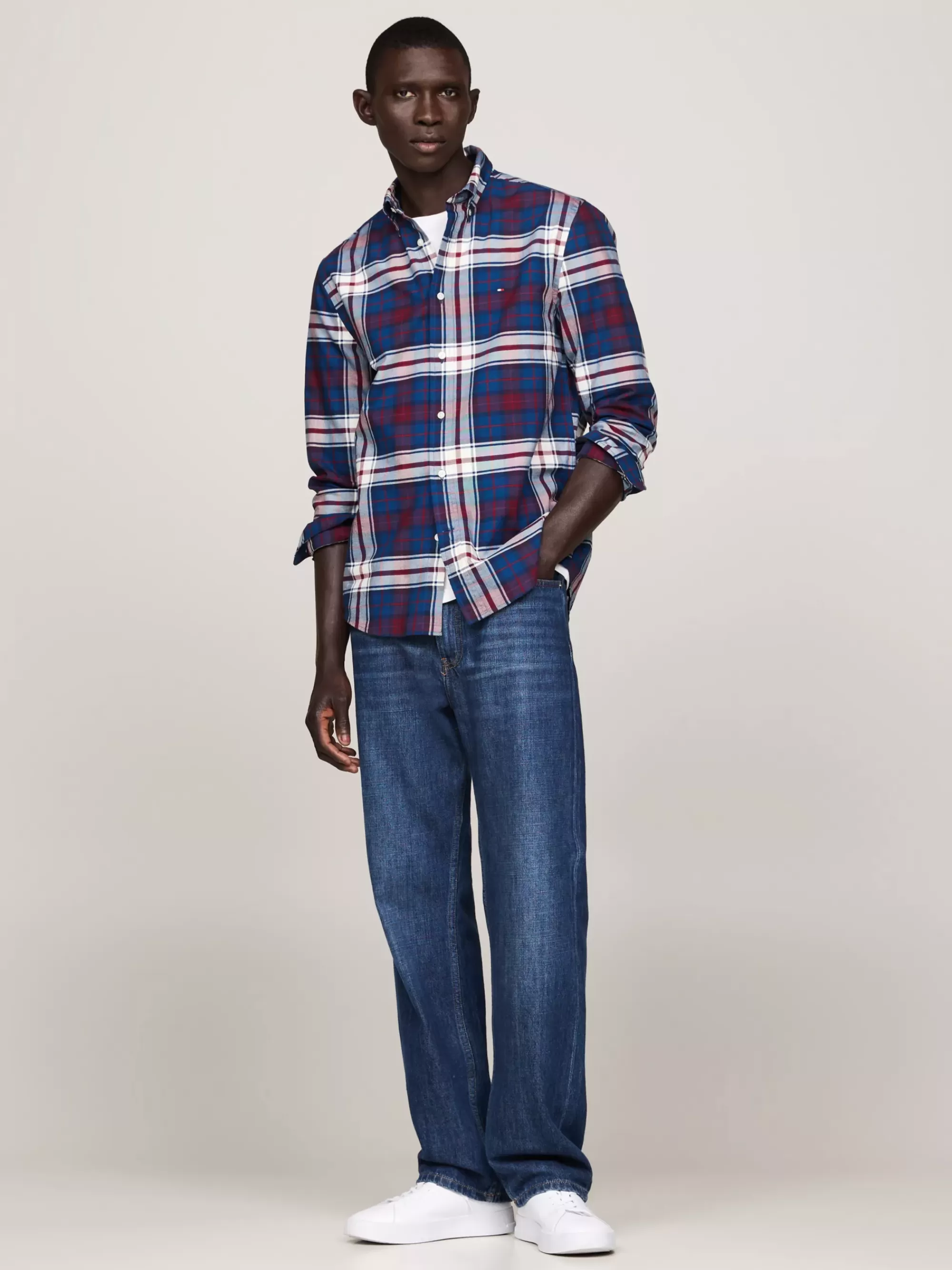 Overhemden*Tommy Hilfiger Tommy Tartan Regular Fit Oxford-overhemd DEEP INDIGO / ROUGE CHECK