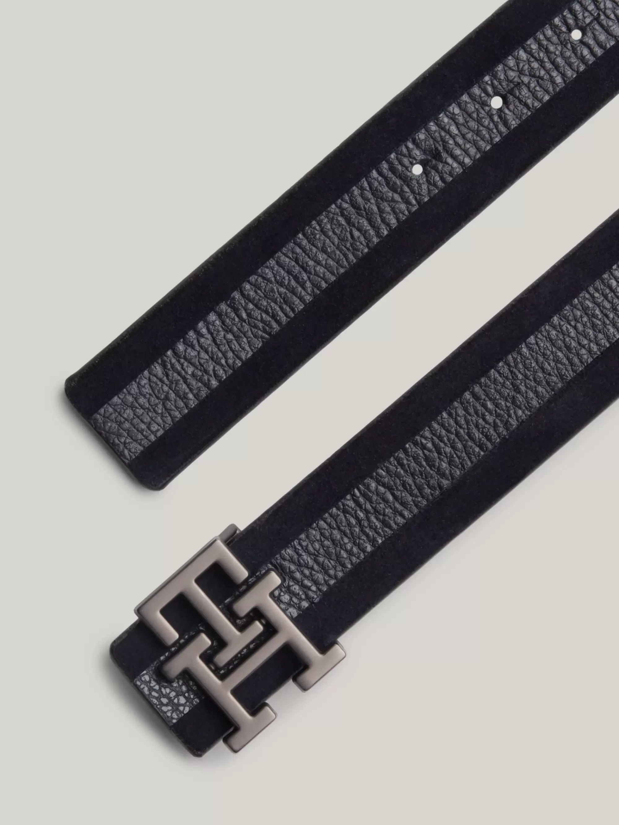 Riemen*Tommy Hilfiger Ton-sur-ton Leren Riem Met Monogramgesp SPACE BLUE