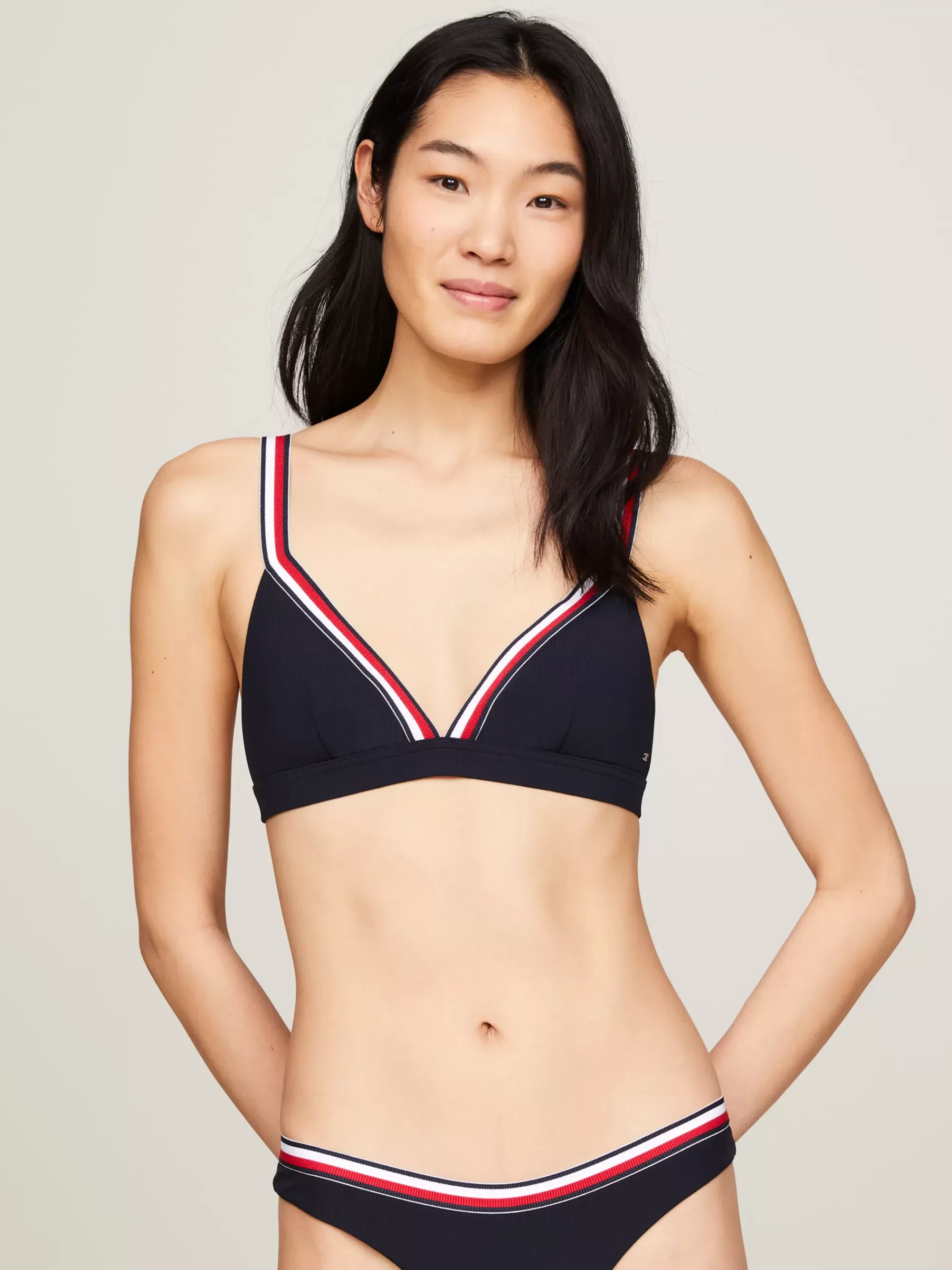 Swimwear*Tommy Hilfiger Triangelbikinitop Met Signature-streep DESERT SKY