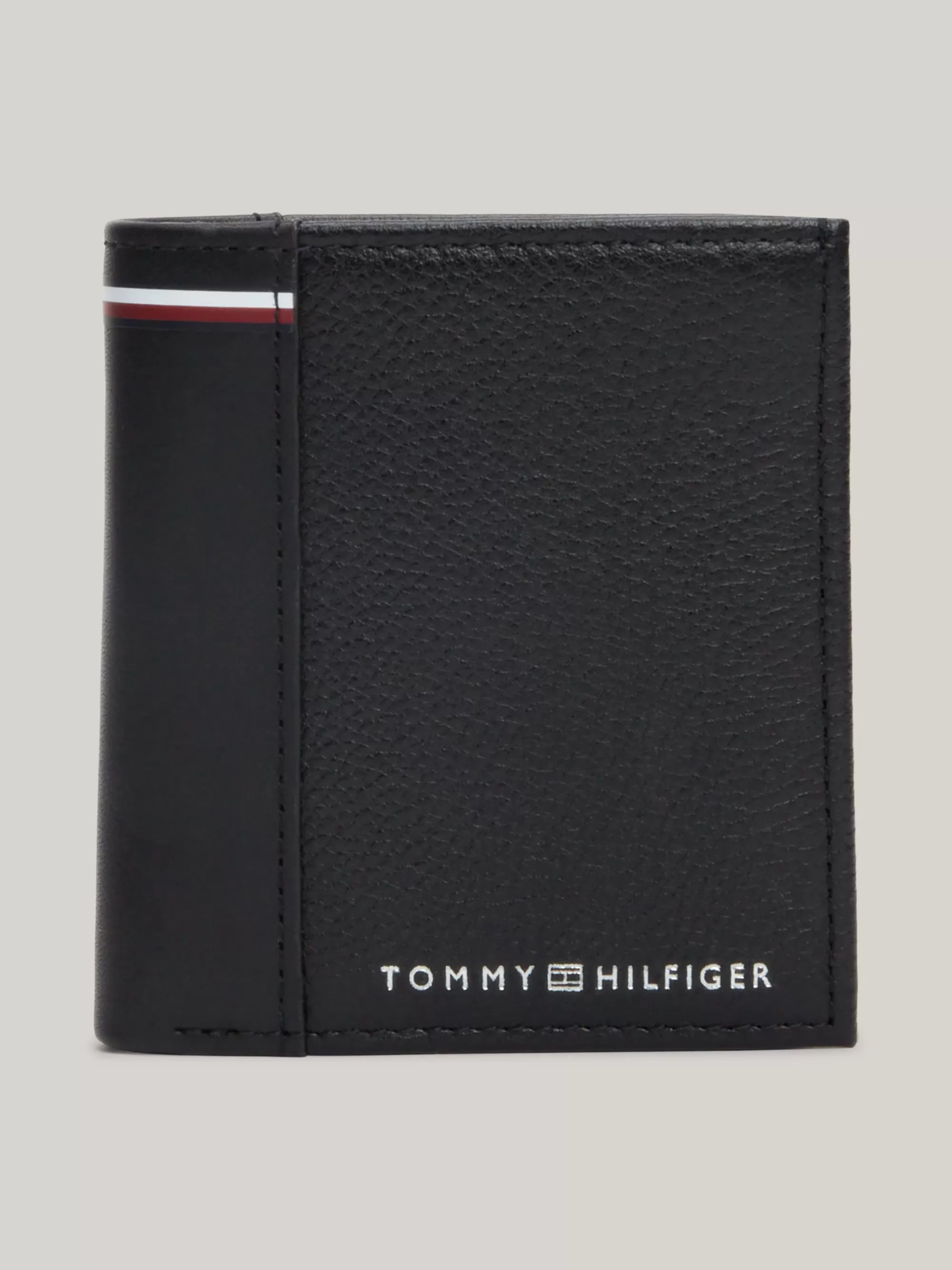 Portemonnees & Sleutelhangers*Tommy Hilfiger Trifold Portemonnee Van Leer Met Logo BLACK