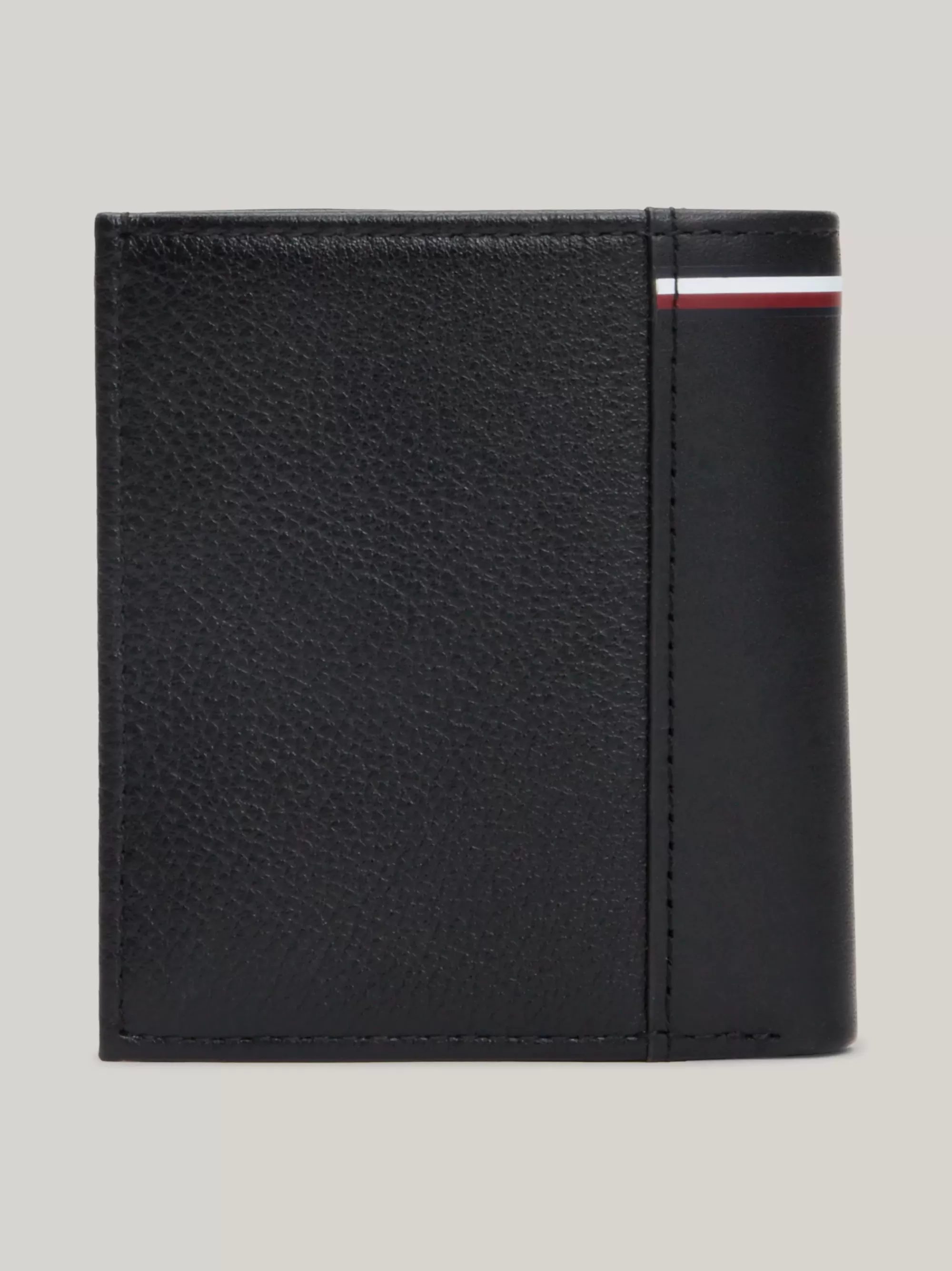 Portemonnees & Sleutelhangers*Tommy Hilfiger Trifold Portemonnee Van Leer Met Logo BLACK