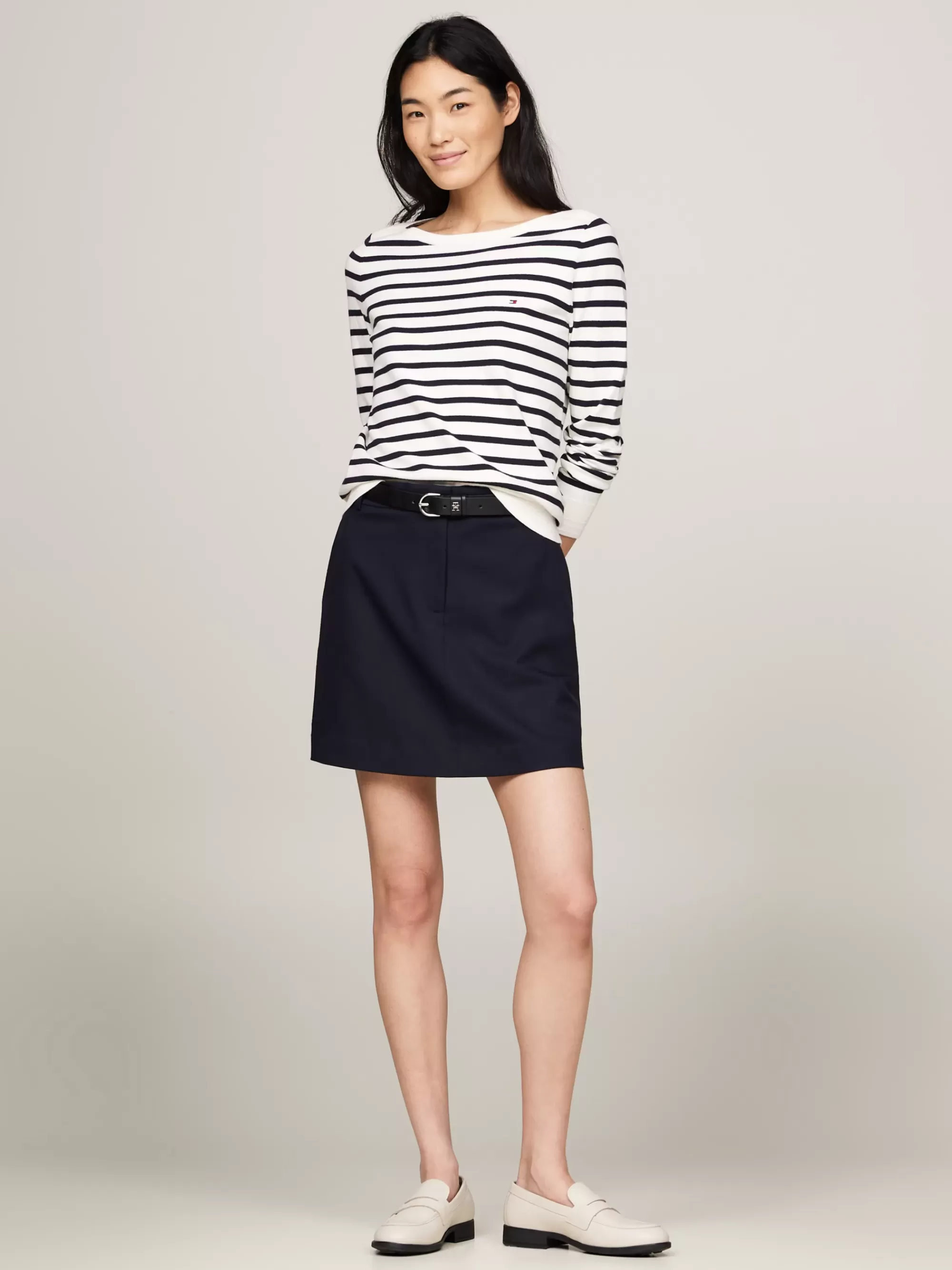 Truien Met Ronde Hals | Truien*Tommy Hilfiger Trui Met Boothals En Geborduurde Vlag IVORY PETAL/ DESERT SKY STP