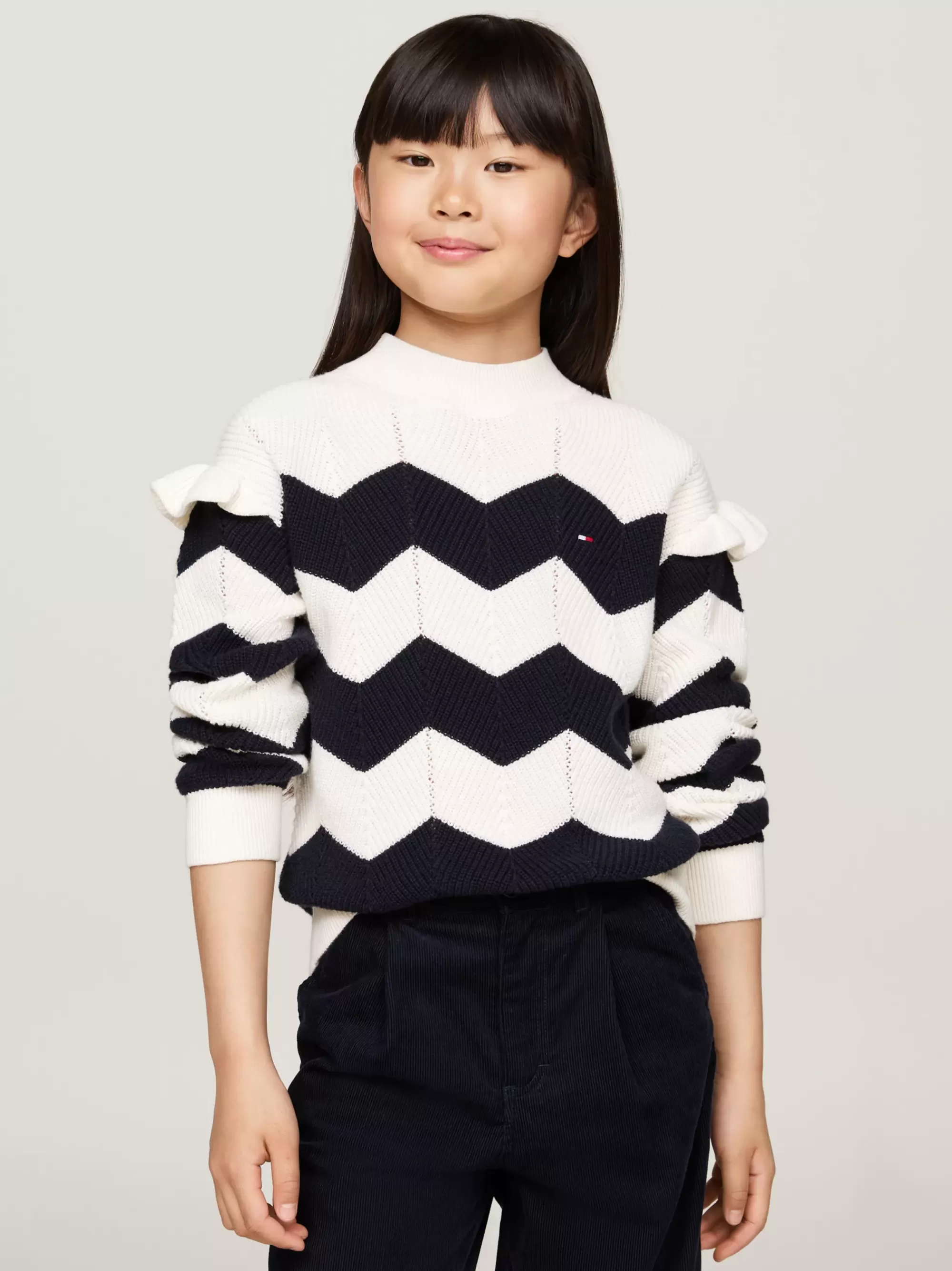 Truien & Vesten*Tommy Hilfiger Trui Met Chevronstreep IVORY PETAL STRIPE